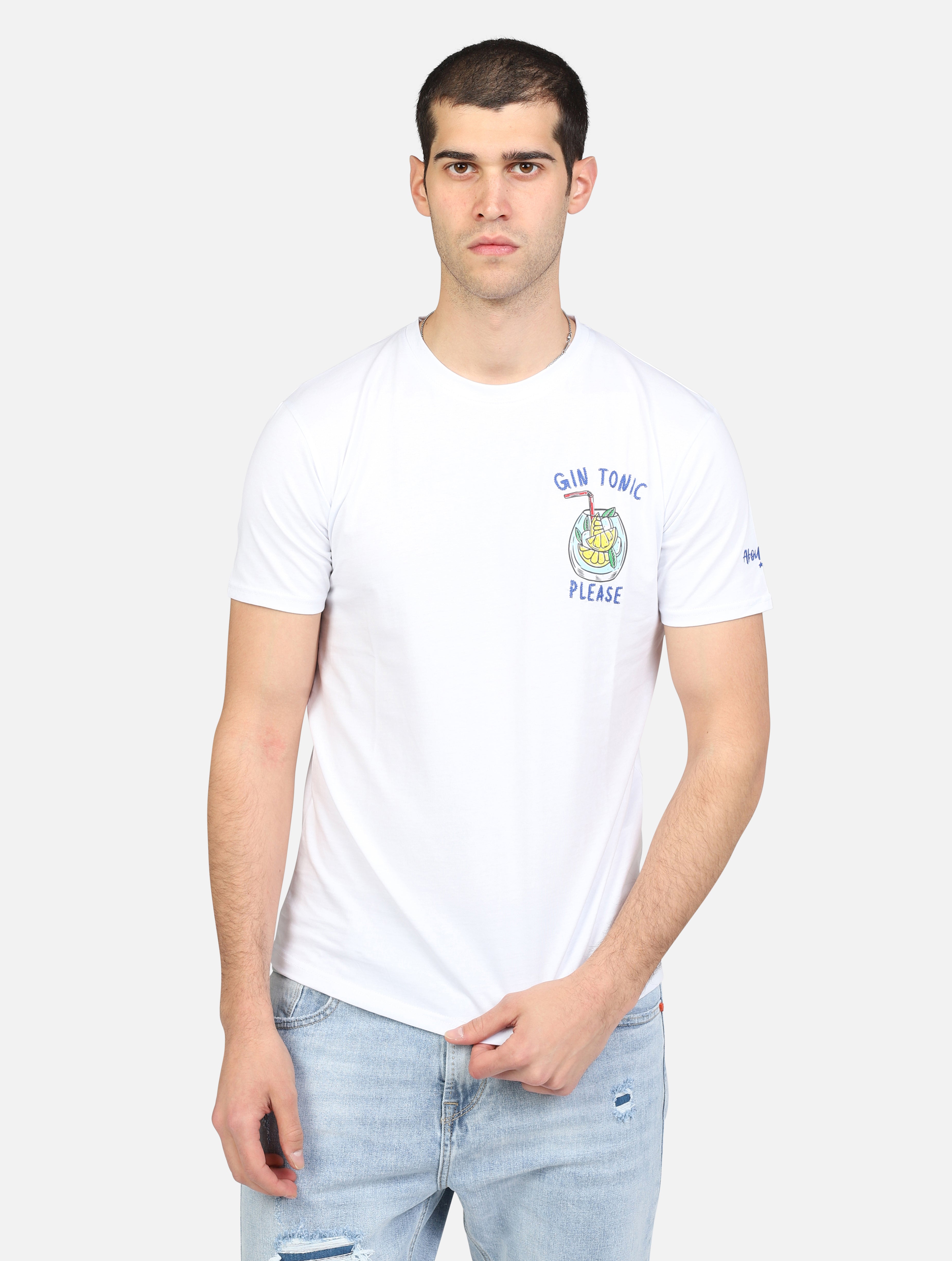 t-shirt SUPERCULTURE A851 T-SHIRTGIN TONIC PLEASEBIANCO
