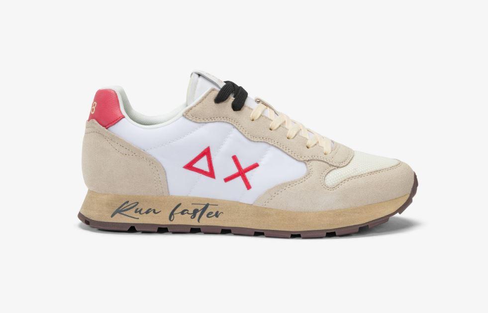 Art z35105: scarpe tom vintage sneakers running bianco rosso uomo