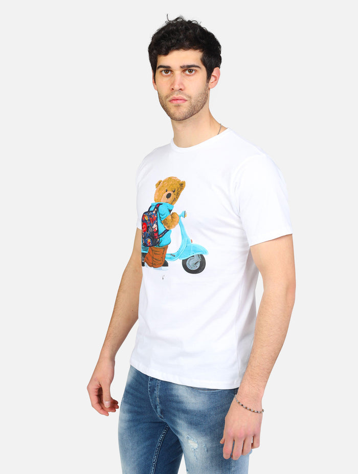 art. tubited10: t-shirt girocollo con stampa teddy vespa