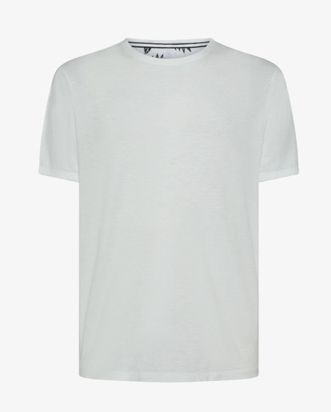 art. t35118: t-shirt round bottomjersey in cotone, maniche corte, girocollo con interno collo floreale