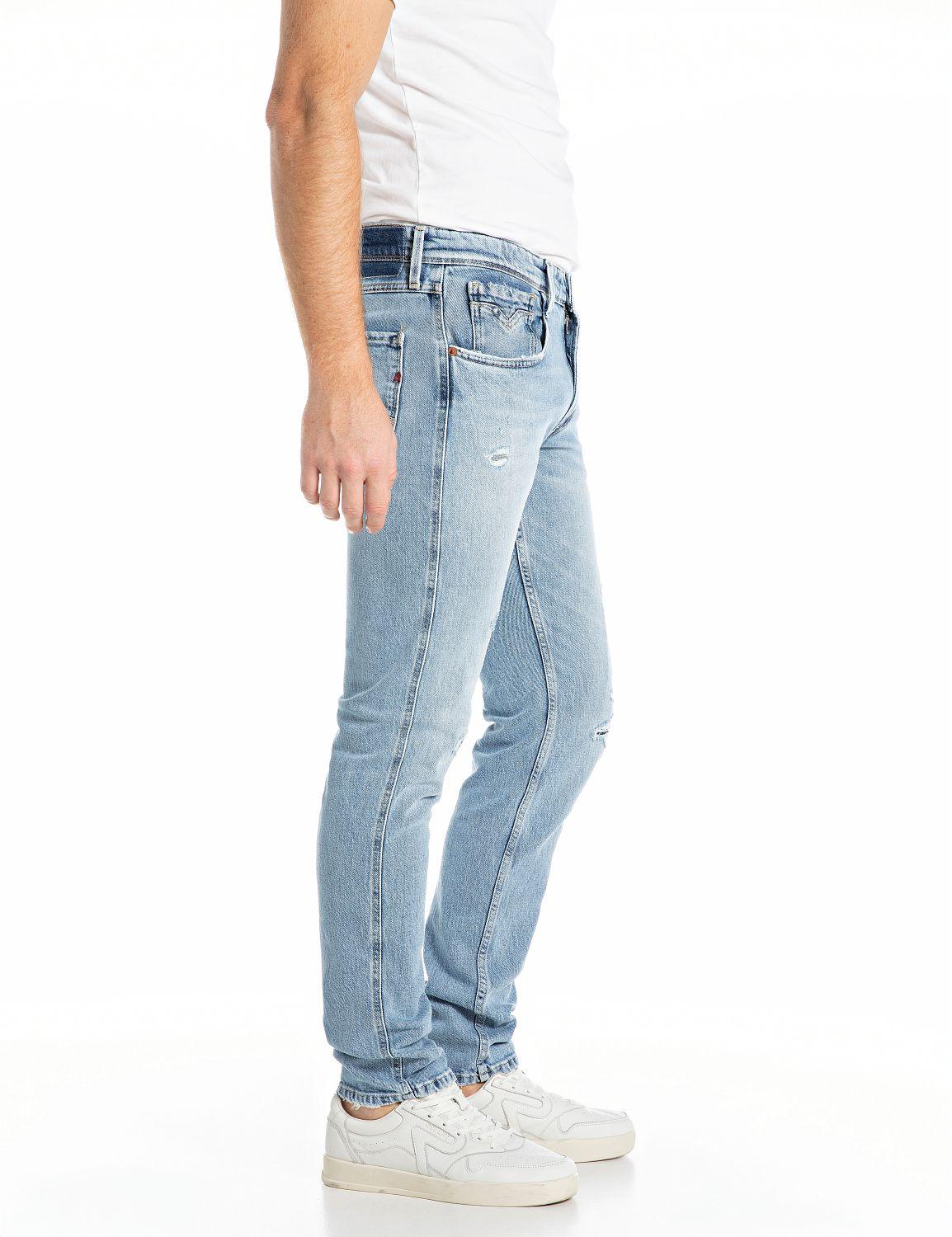 Jeans stile anbass slim fit - 4 tasche con abrasioni parte frontale denim man  - 3