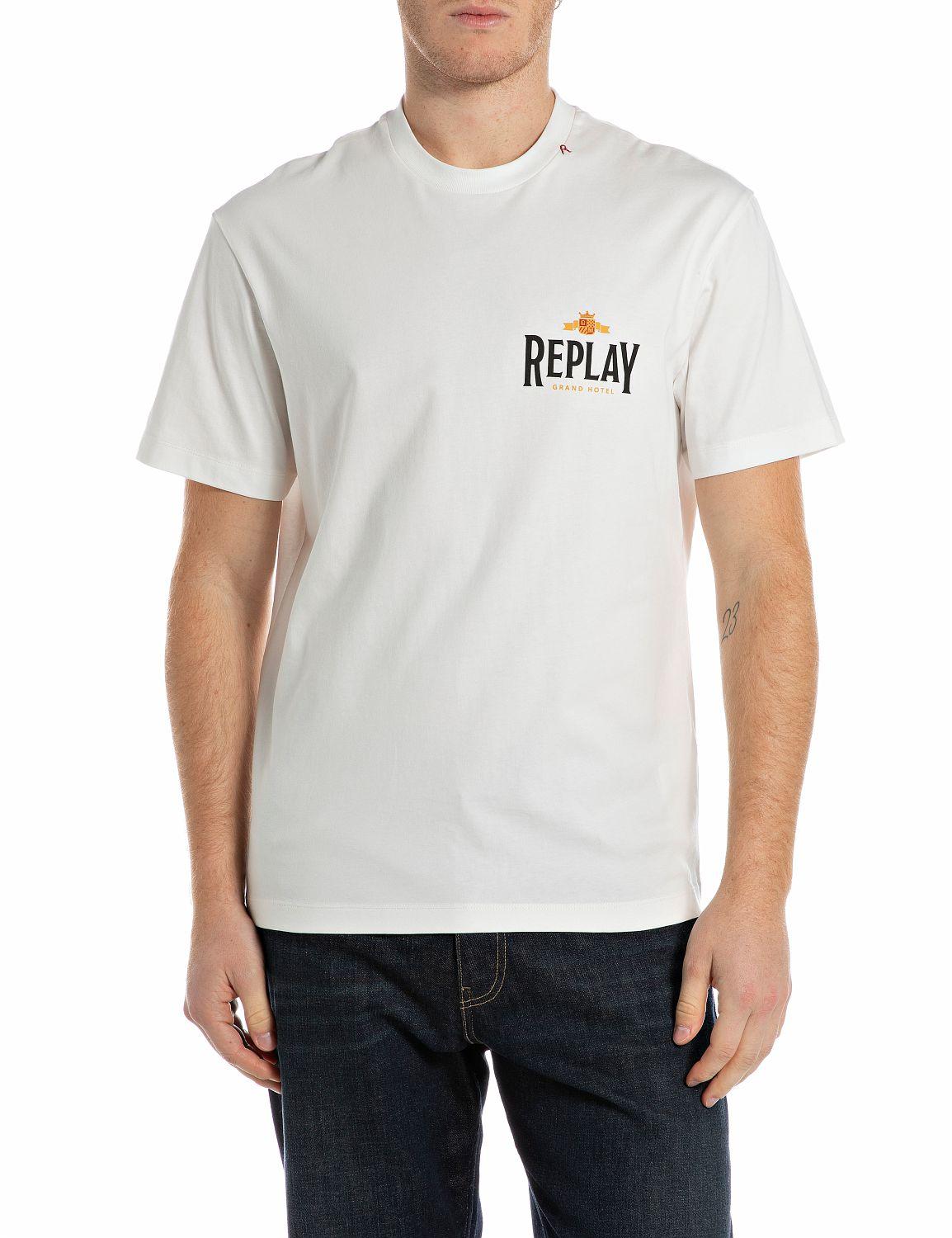 t-shirt classica con stampa replay grand hotel