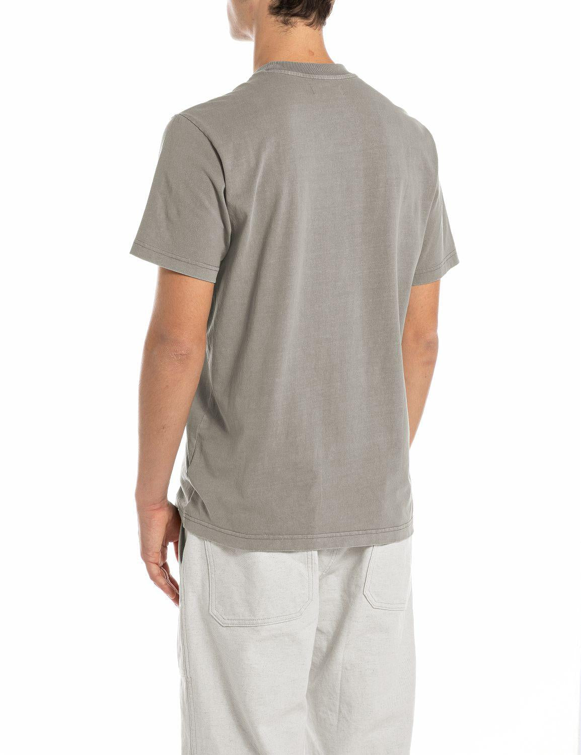 T-shirt classica con logo replay denim applicato grigio man  - 2