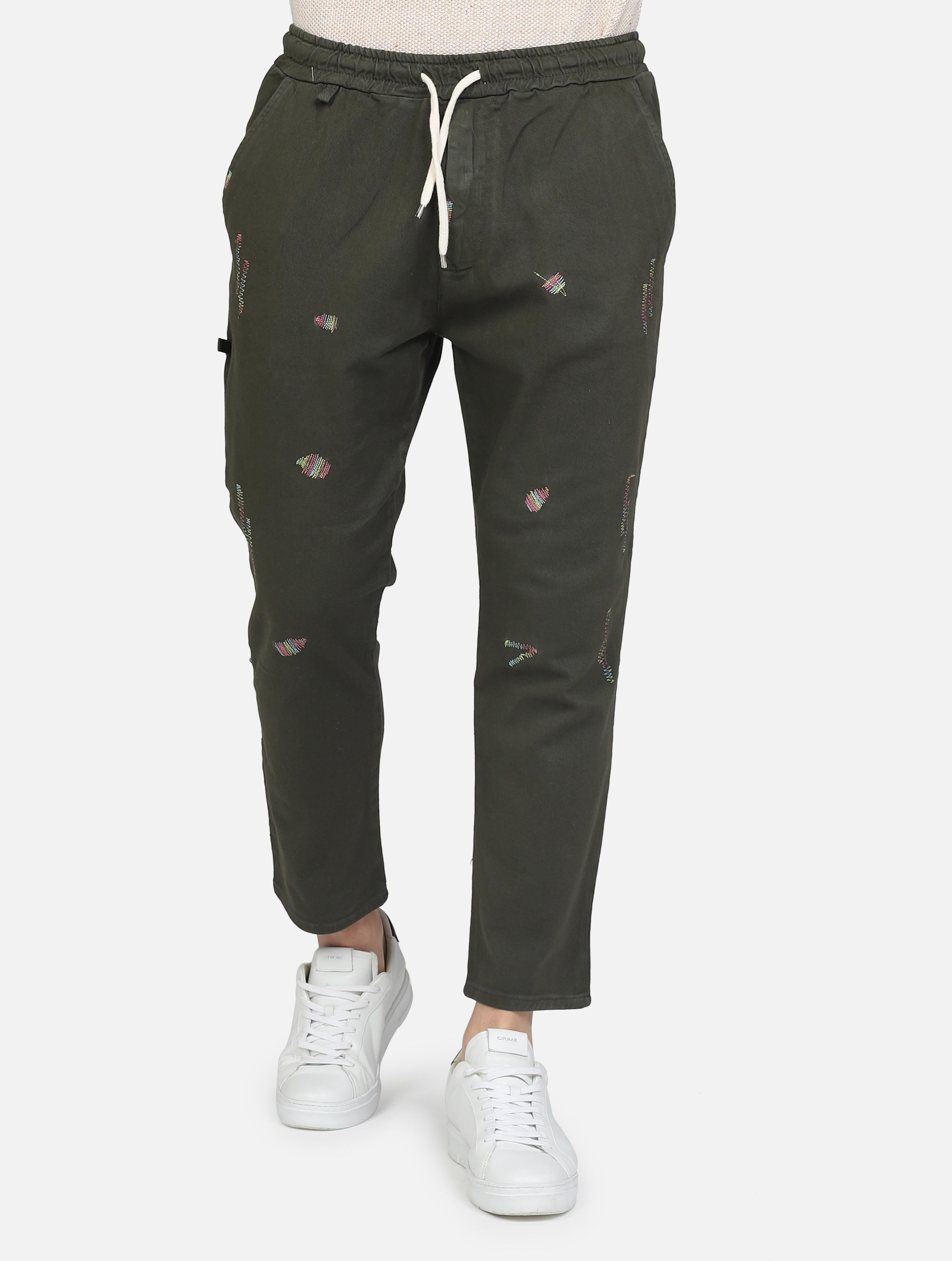 art. roctcricmil: pantalaccio cargo con tasche a taglio e cuciture colorate