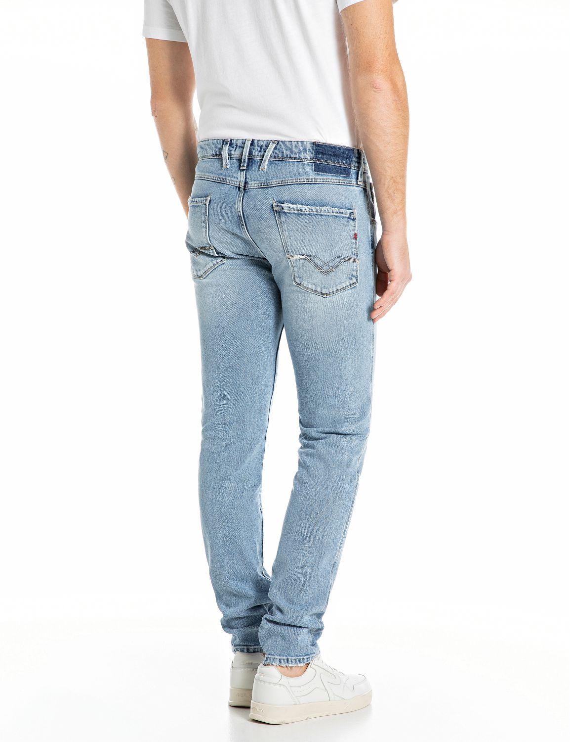 Jeans stile anbass slim fit - 4 tasche con abrasioni parte frontale denim man  - 2