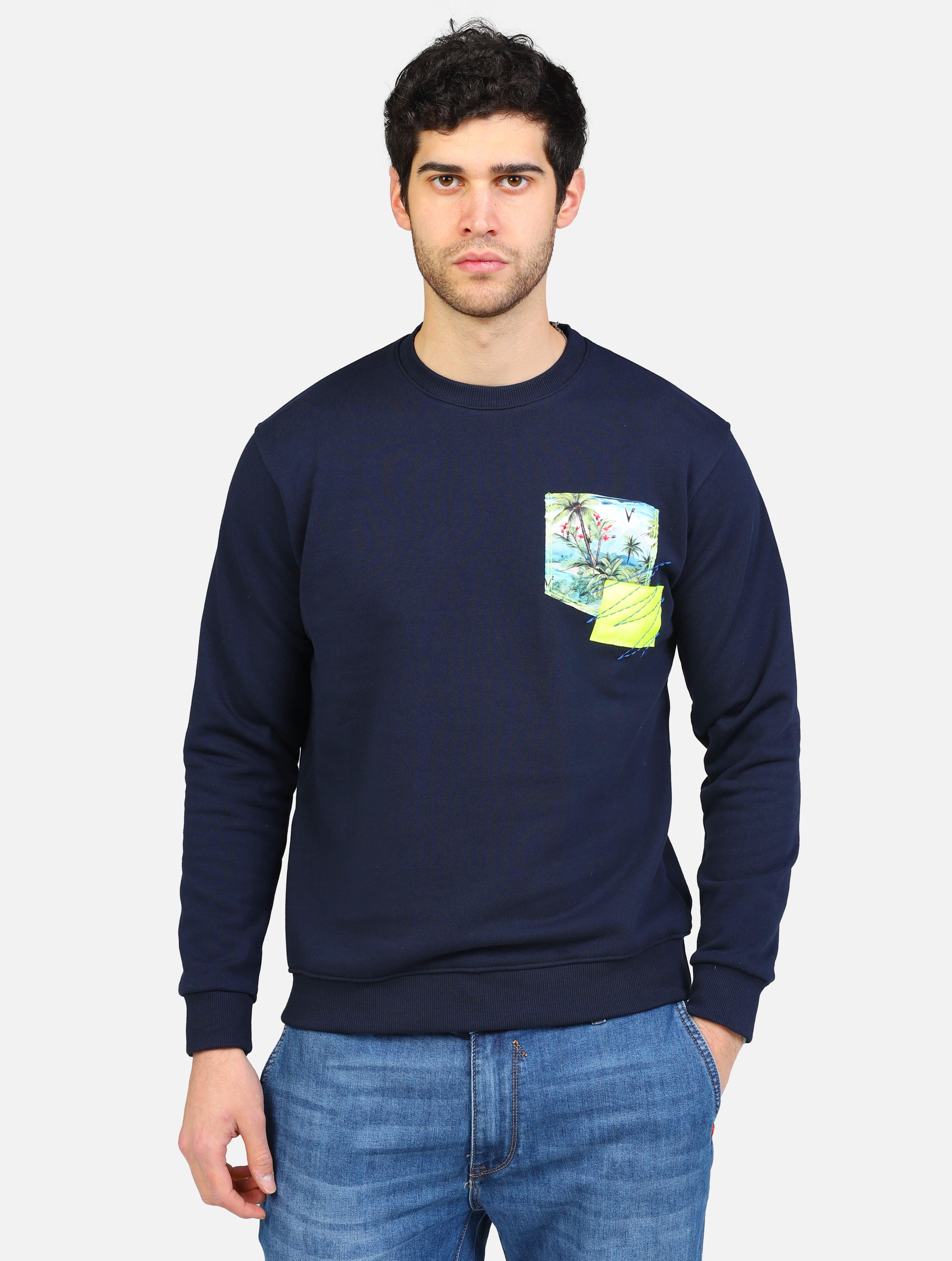 art. fugprebl: felpa girocollo premium con taschino disegnato cucito