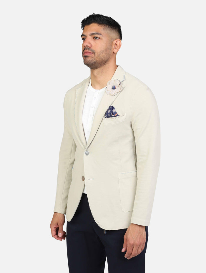 art. picky453: giacca monopetto piquet tinto capo con cuciture sulle tasche a vista