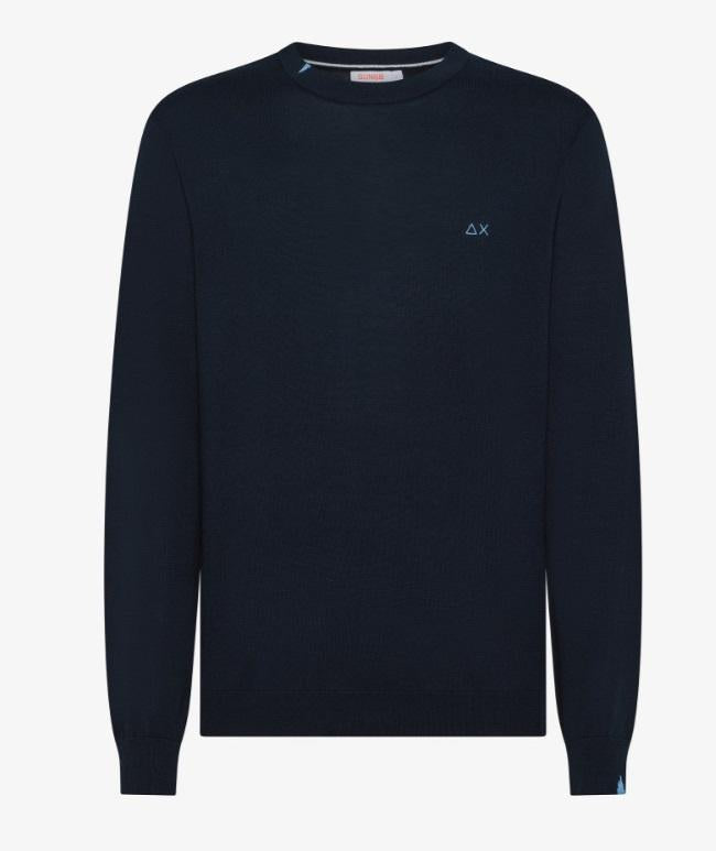 Art k35110: maglia in cotone girocollo a maniche lunghe navy blue uomo
