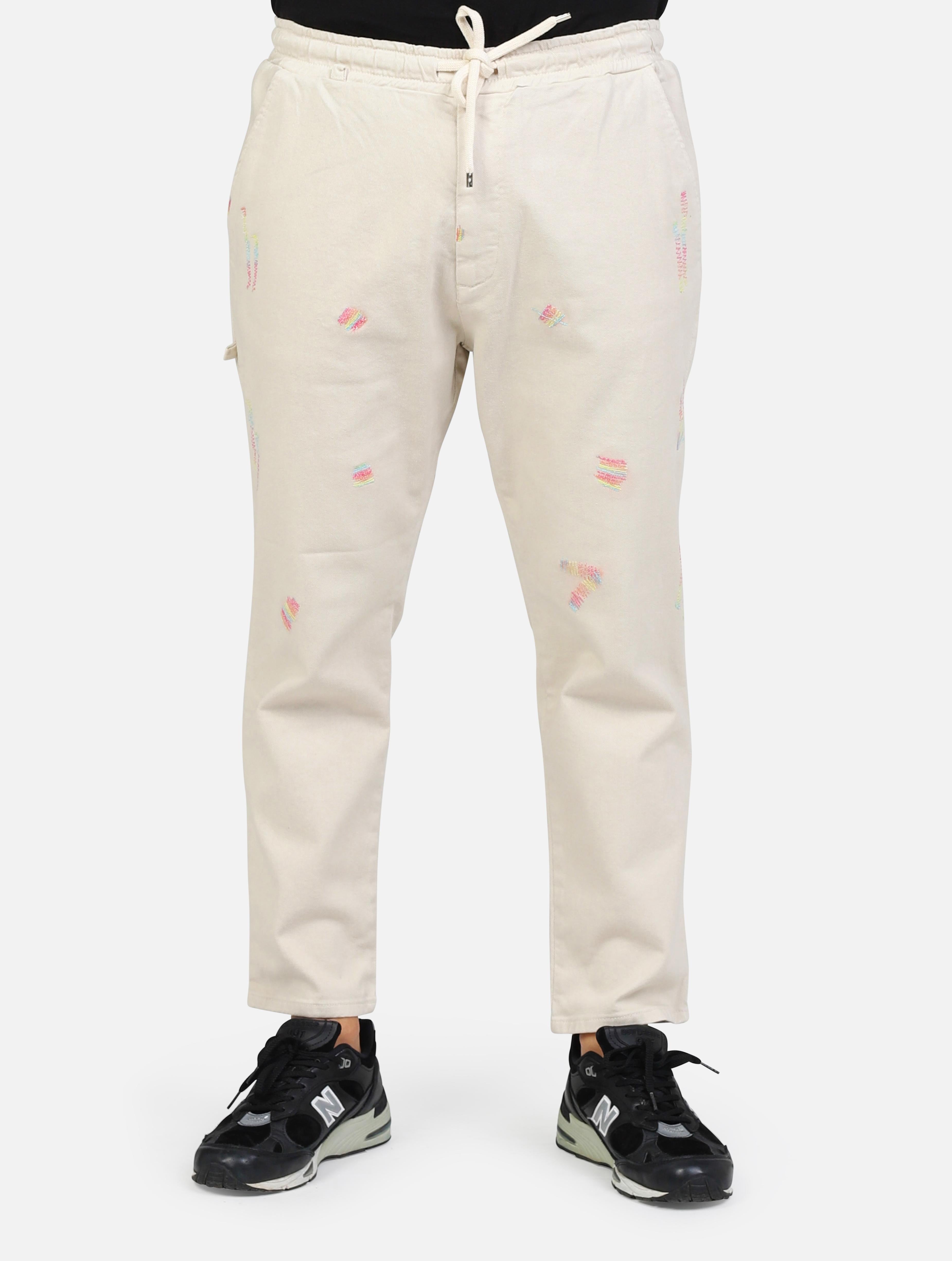 art. roctcricsab: pantalaccio cargo con tasche a taglio e cuciture colorate