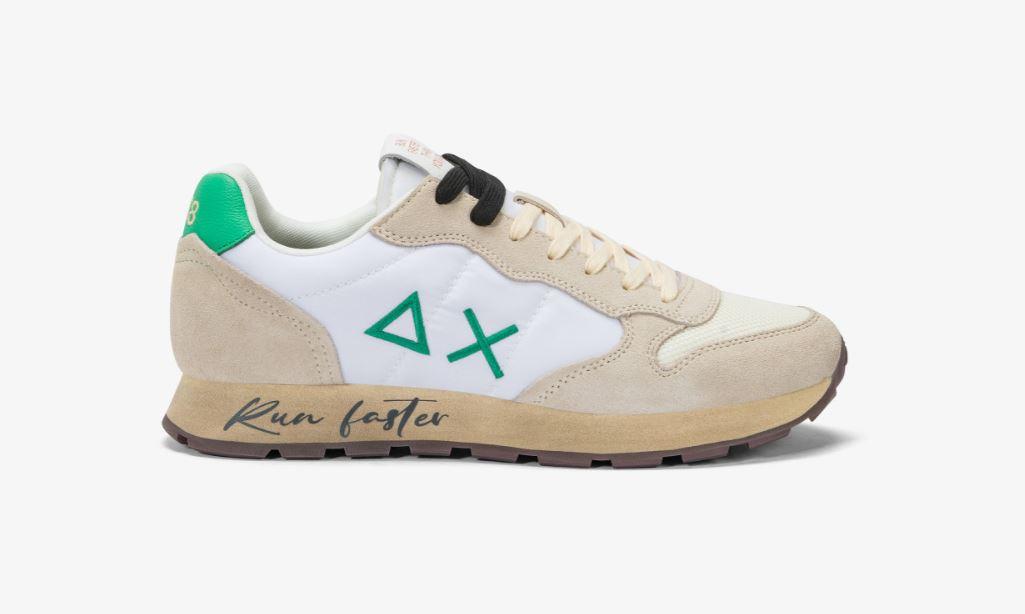 Art z35105: scarpe tom vintage sneakers running bianco verde uomo