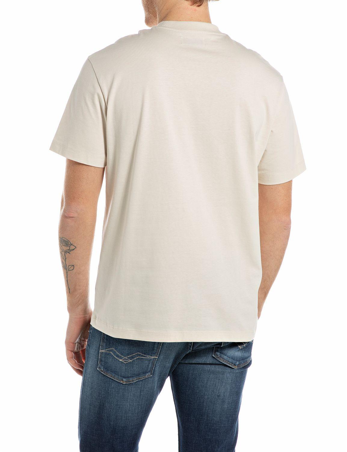 T-shirt classica con stampa replay grand palace beige uomo  - 2