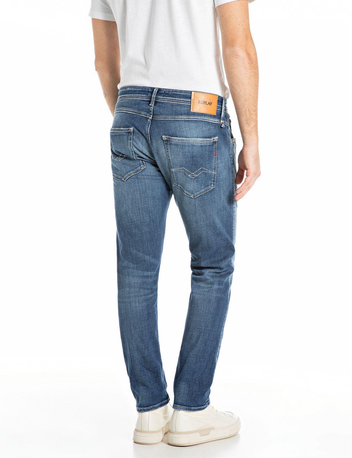 Jeans stile willbi regular slim fit con abrasioni - 4 tasche denim uomo  - 2