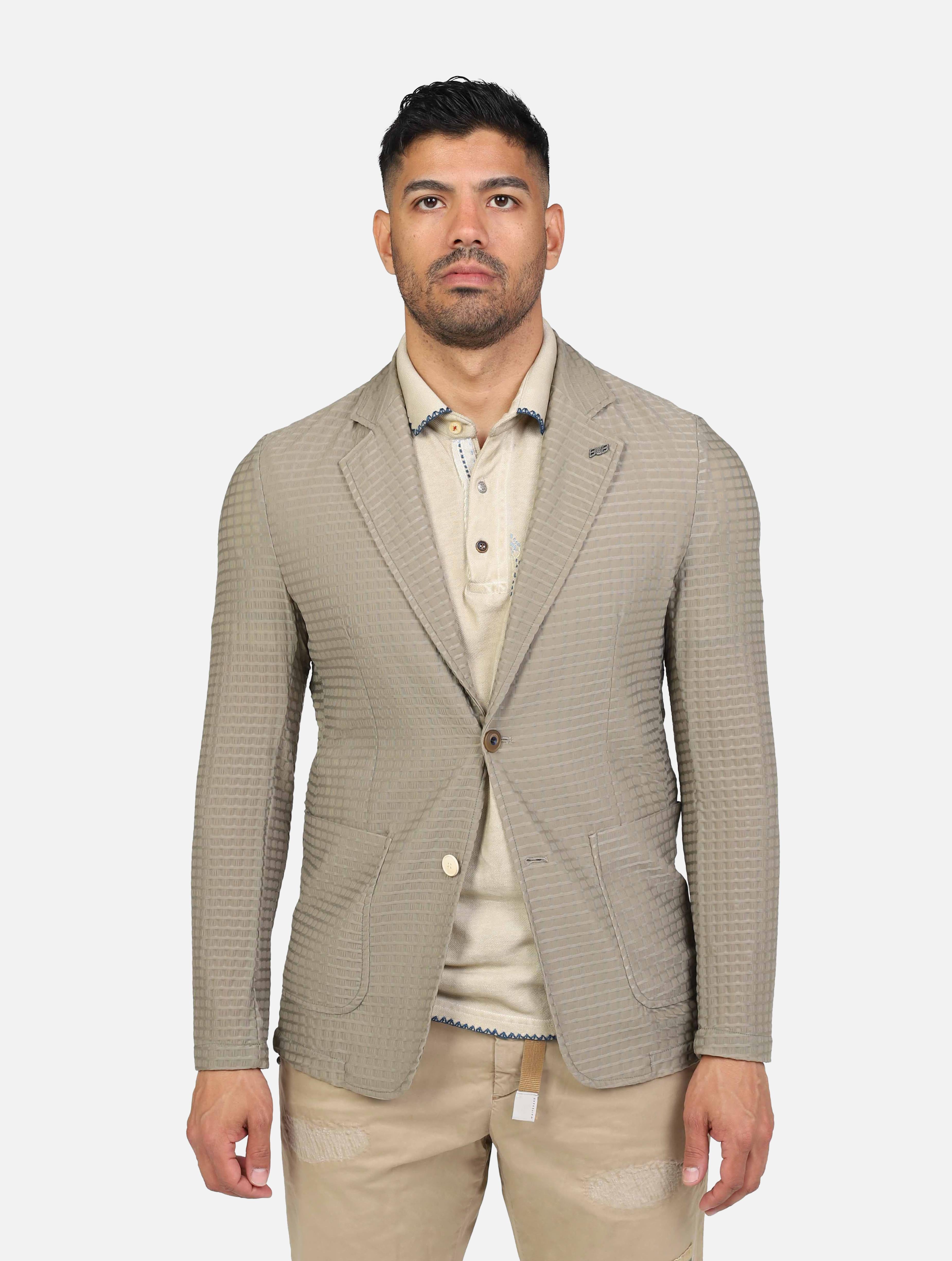 Art drive-m: giacca monopetto con sacchetto beige uomo