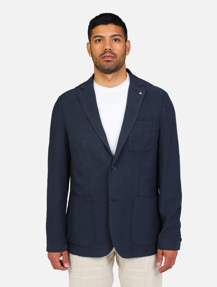 art. a302gege78tc514: giacca monopetto due bottoni, due tasche ed un taschino