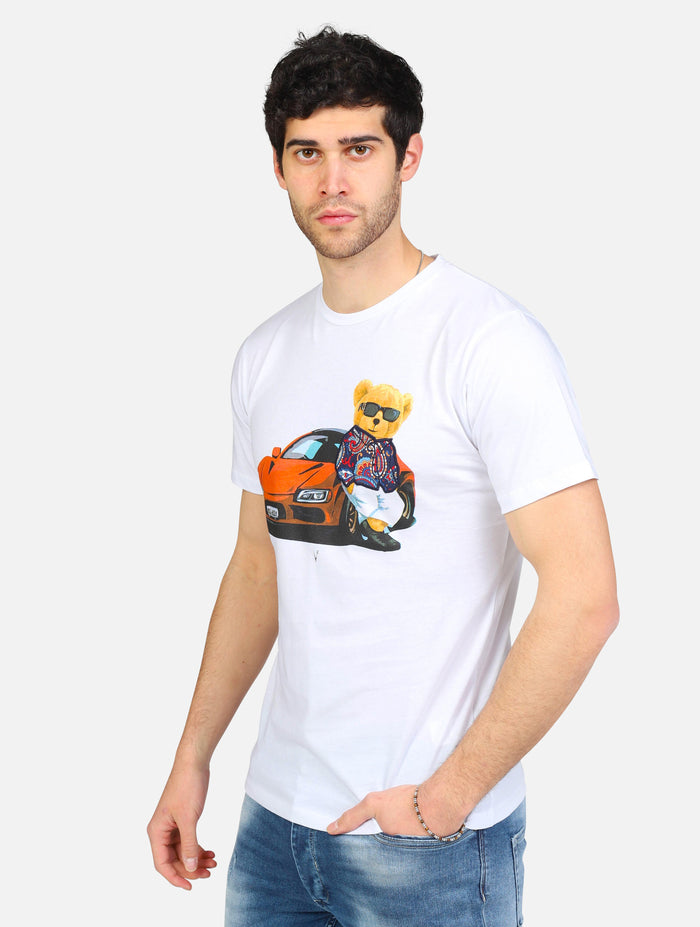 art. tubited7: t-shirt girocollo con stampa teddy auto