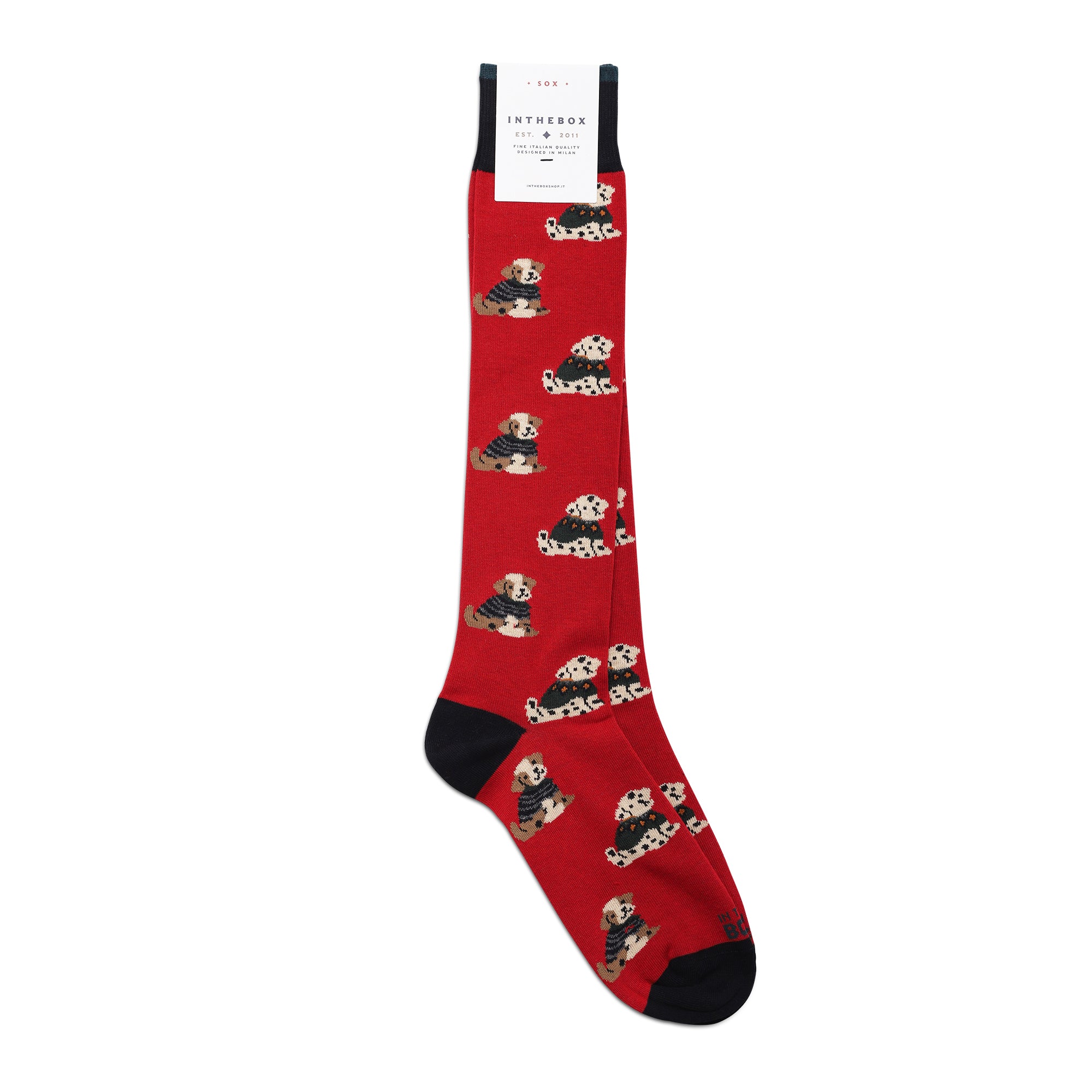 Calze lunghe funny dog -  10 rosso uomo 