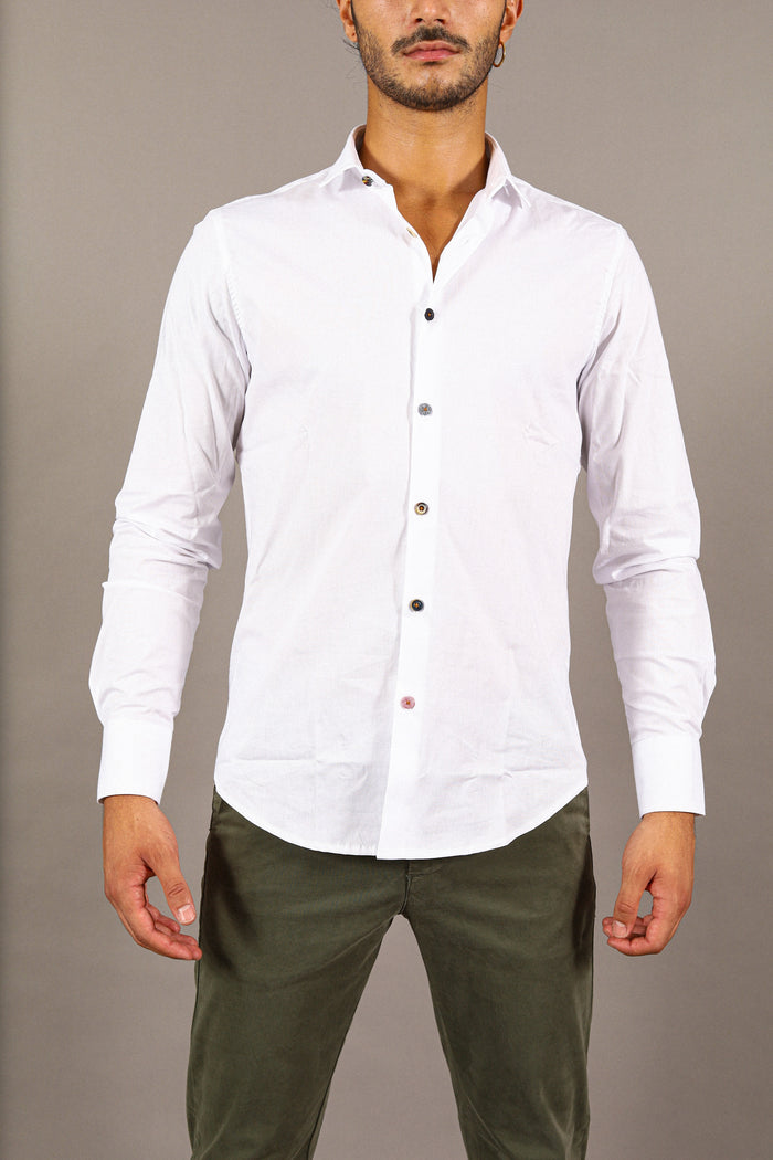 Camicia basica con bottoni diversi - GCM877BS01BIANCO