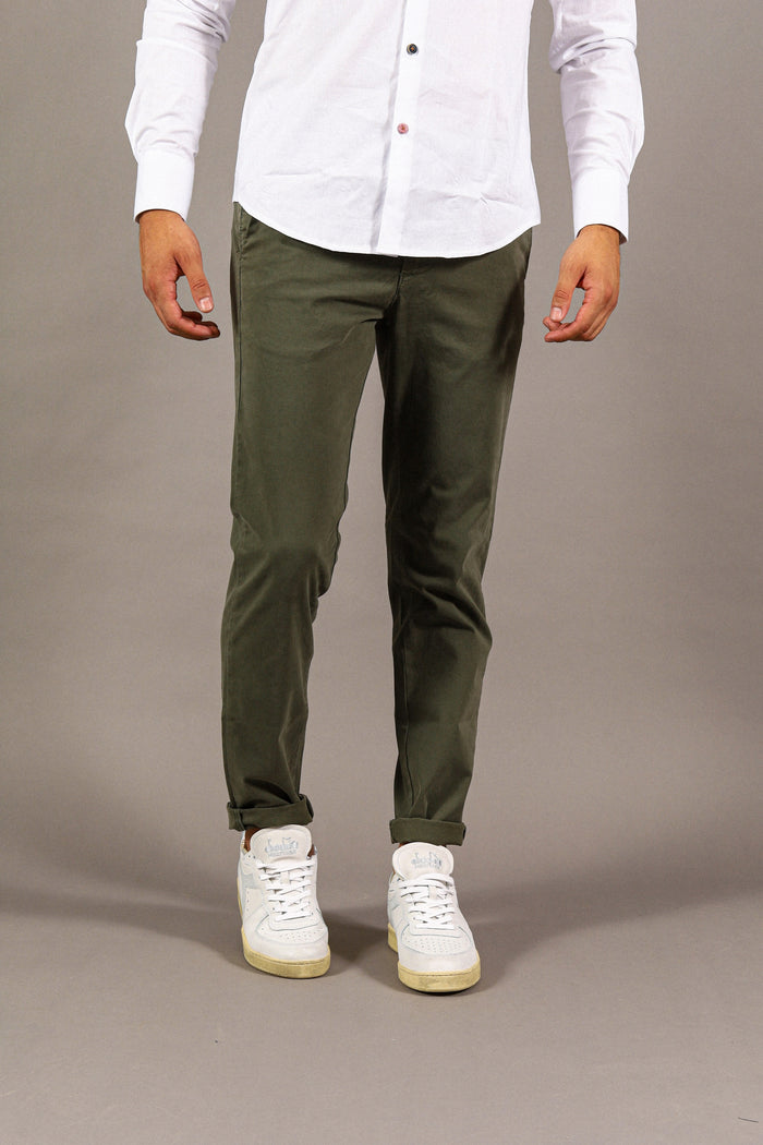 Men's chinos trousers with america pocket and welt pockets on the back - CUBA10MILITARE