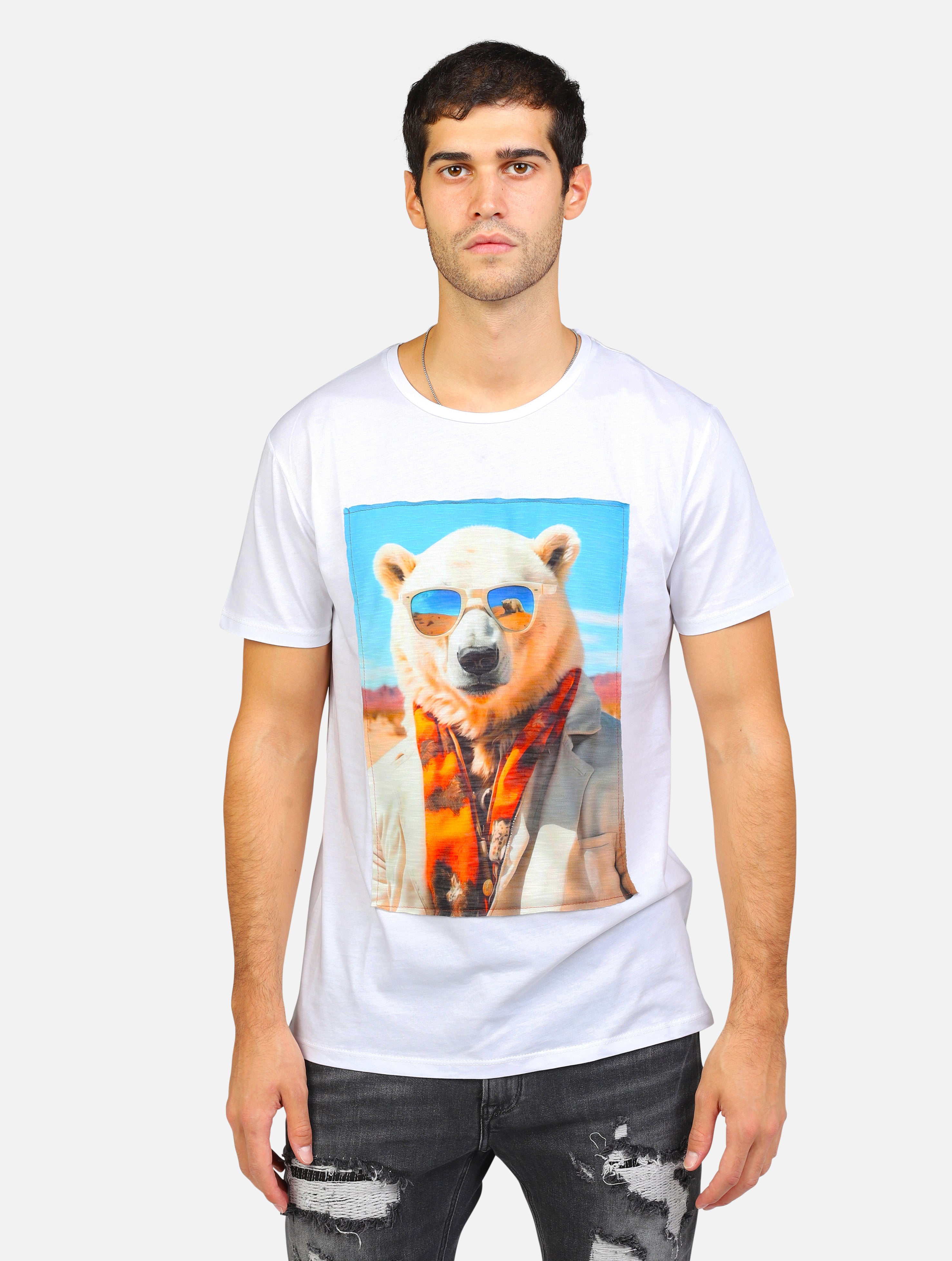 t-shirt con stampa orso