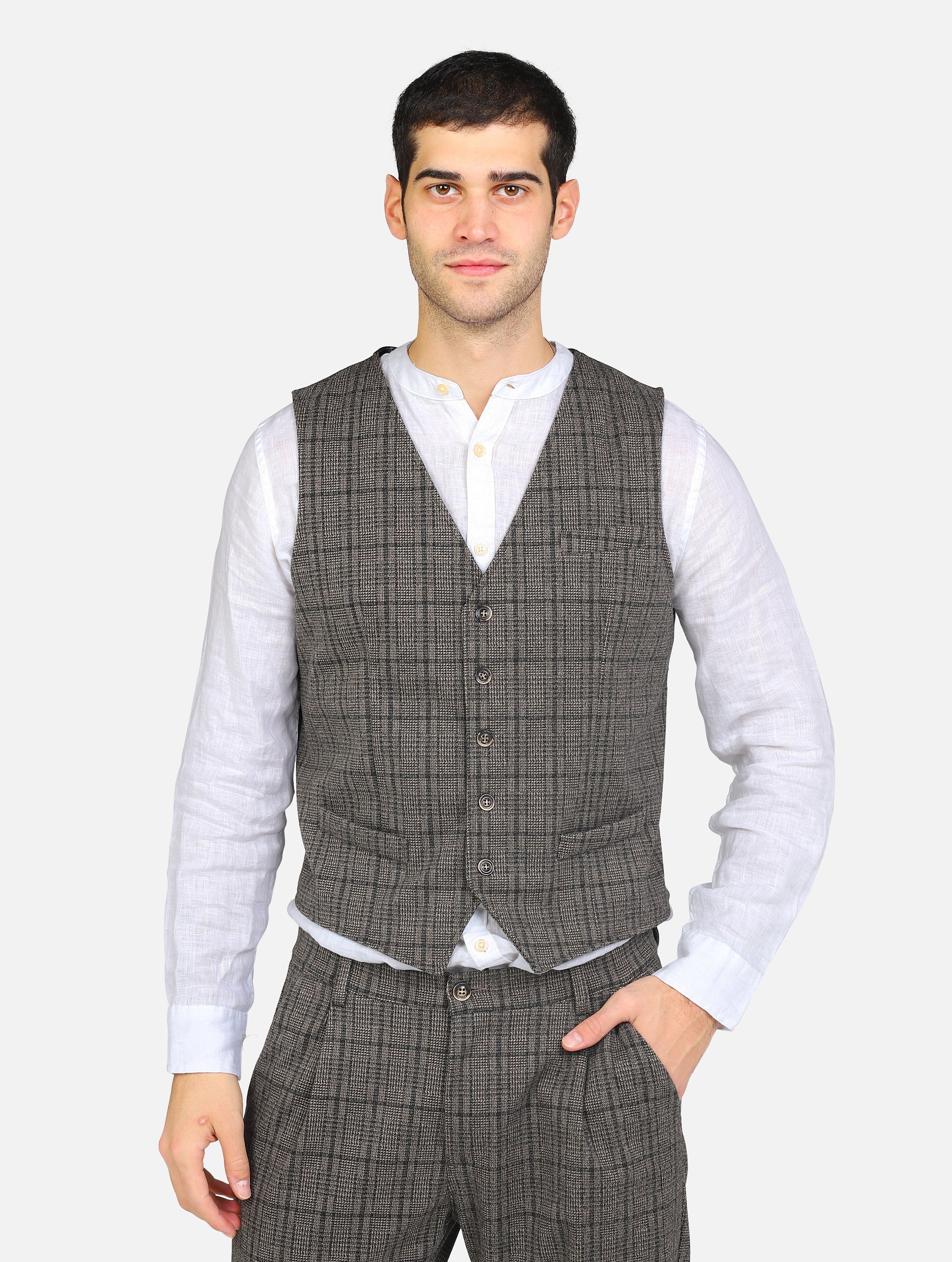 Gilet a quadri grigio uomo 