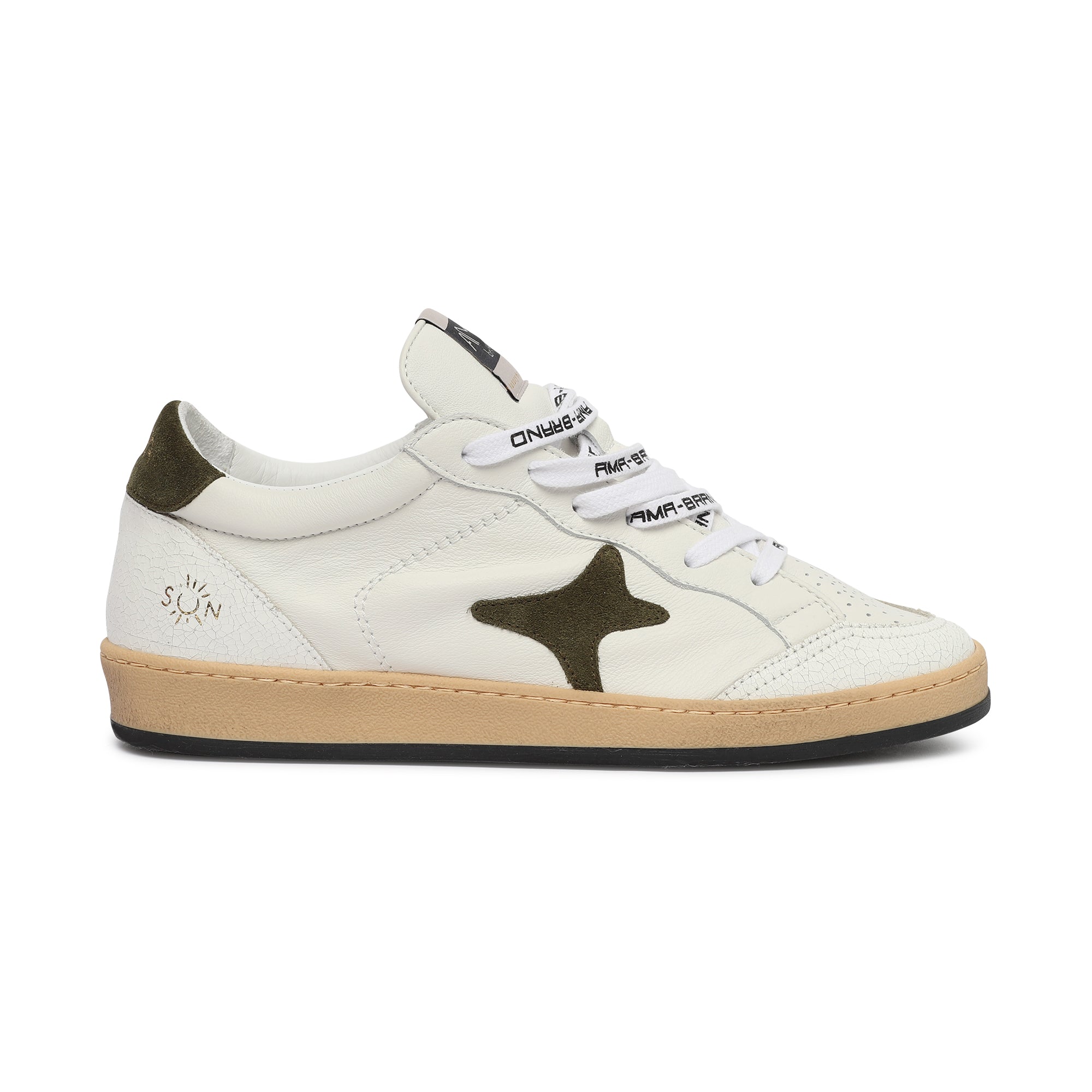 Sneakers in pelle e camoscio con logo bianco-verde uomo 