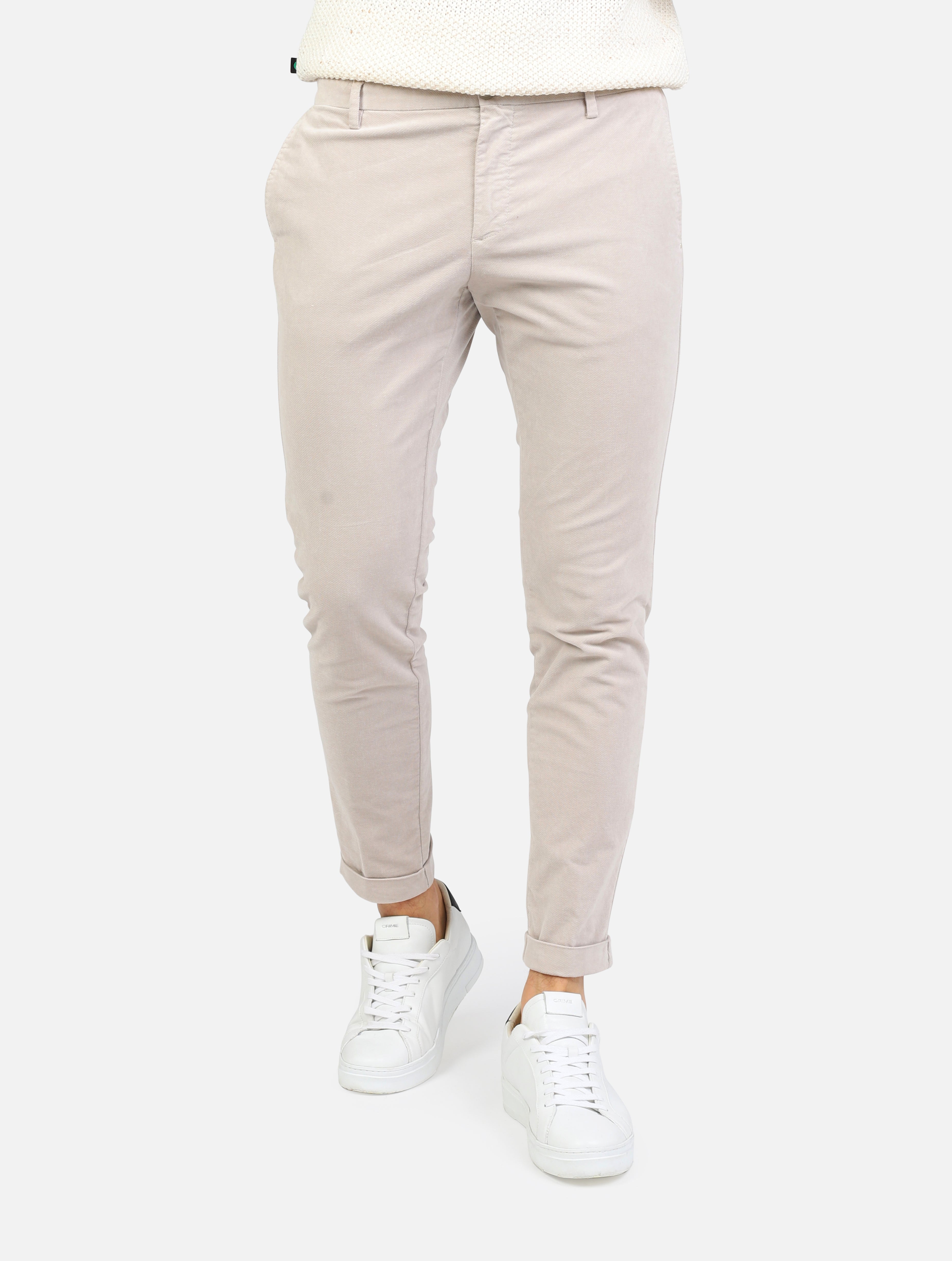 Pantalone classico tasche a taglio grigio chiaro uomo 