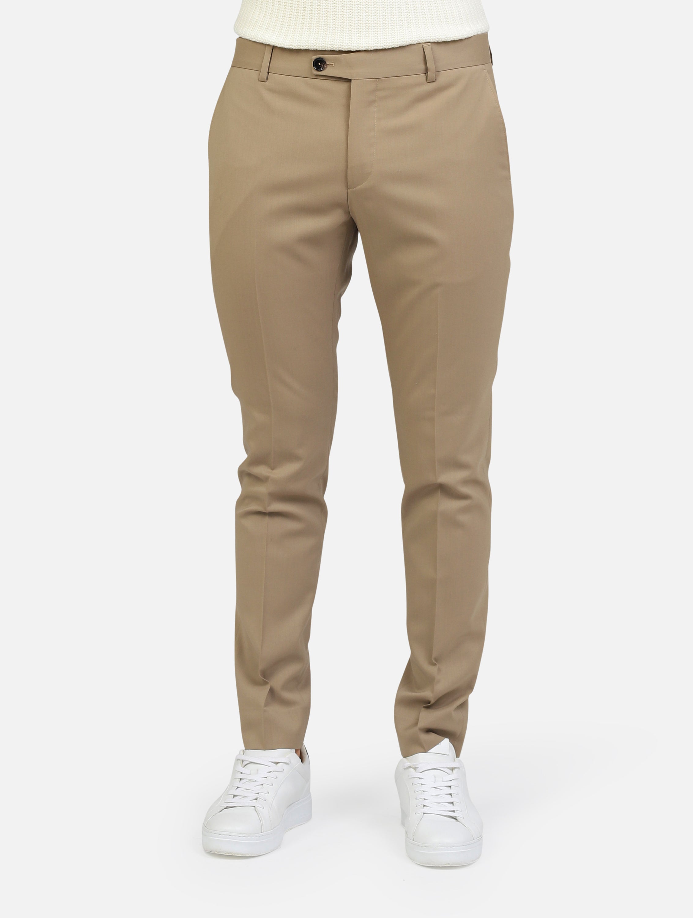 Pantalone classico con chiusura a doppio bottone e zip, tasche a taglio beige uomo 