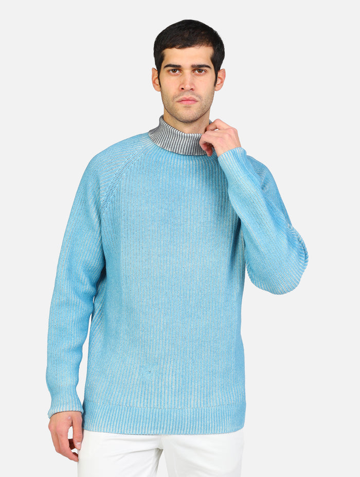 maglione collo alto lana perlata