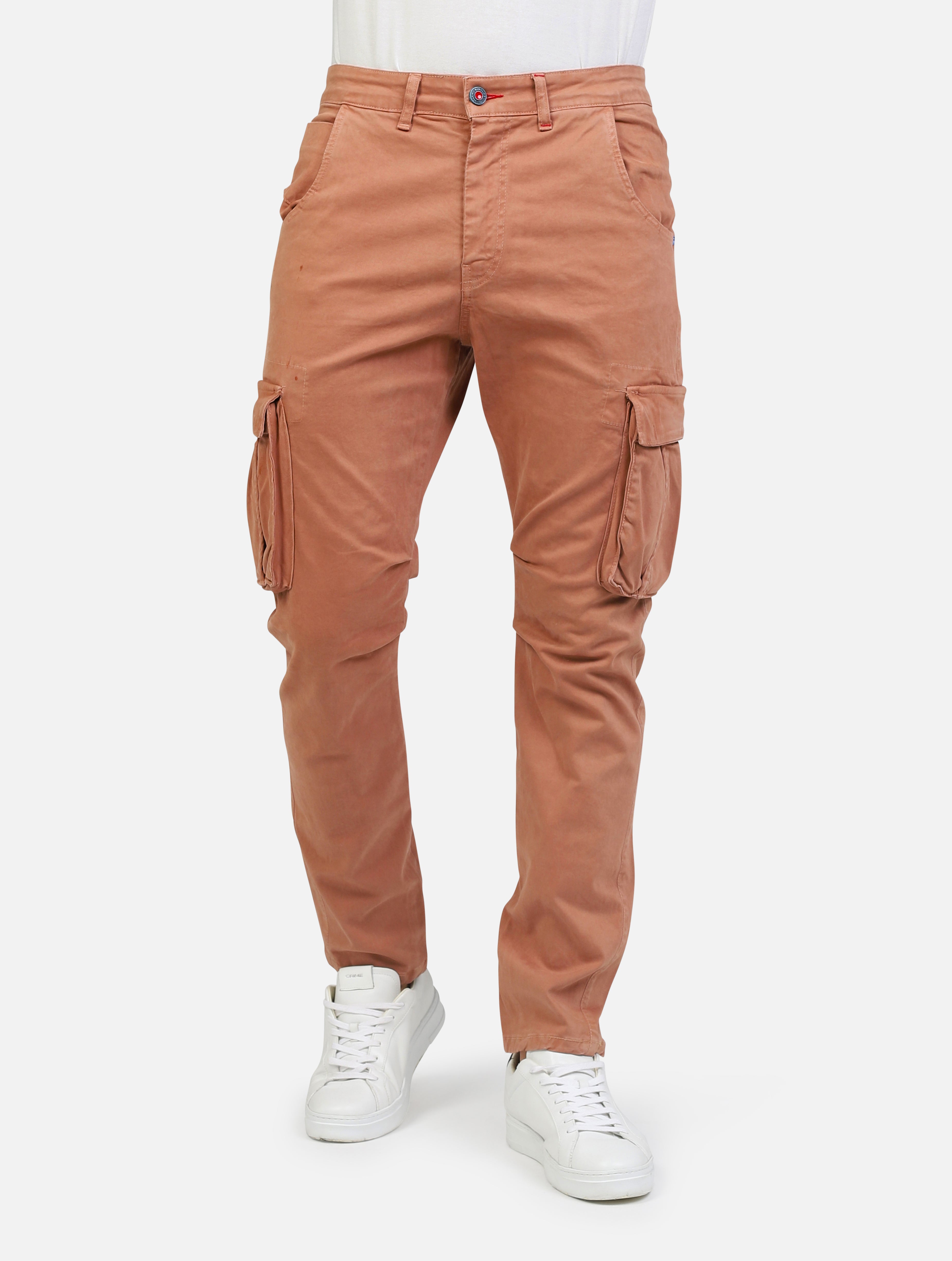 Pantalone tasconato con zip terra di siena uomo 