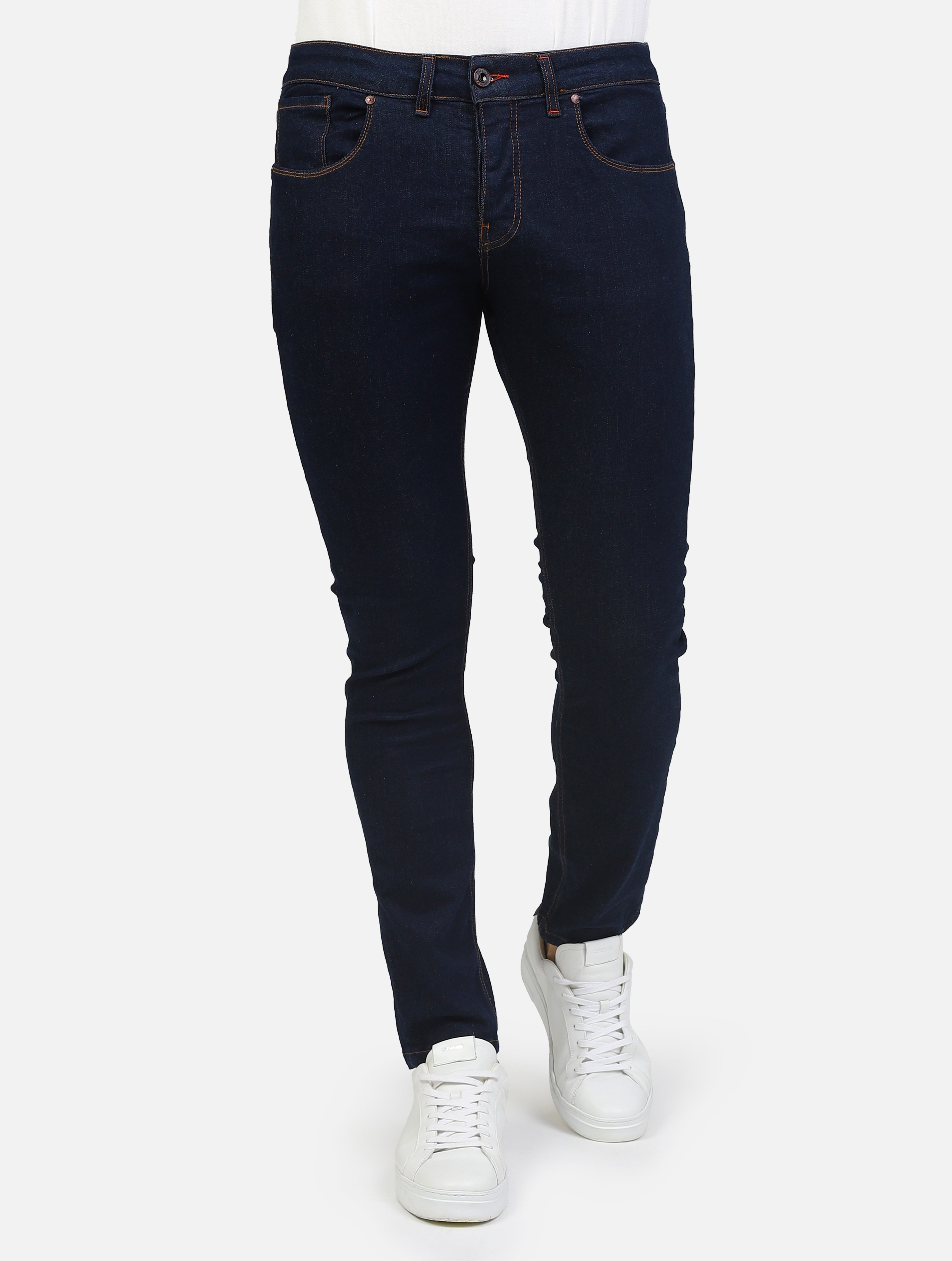 Jeans classico superior denim scuro uomo 