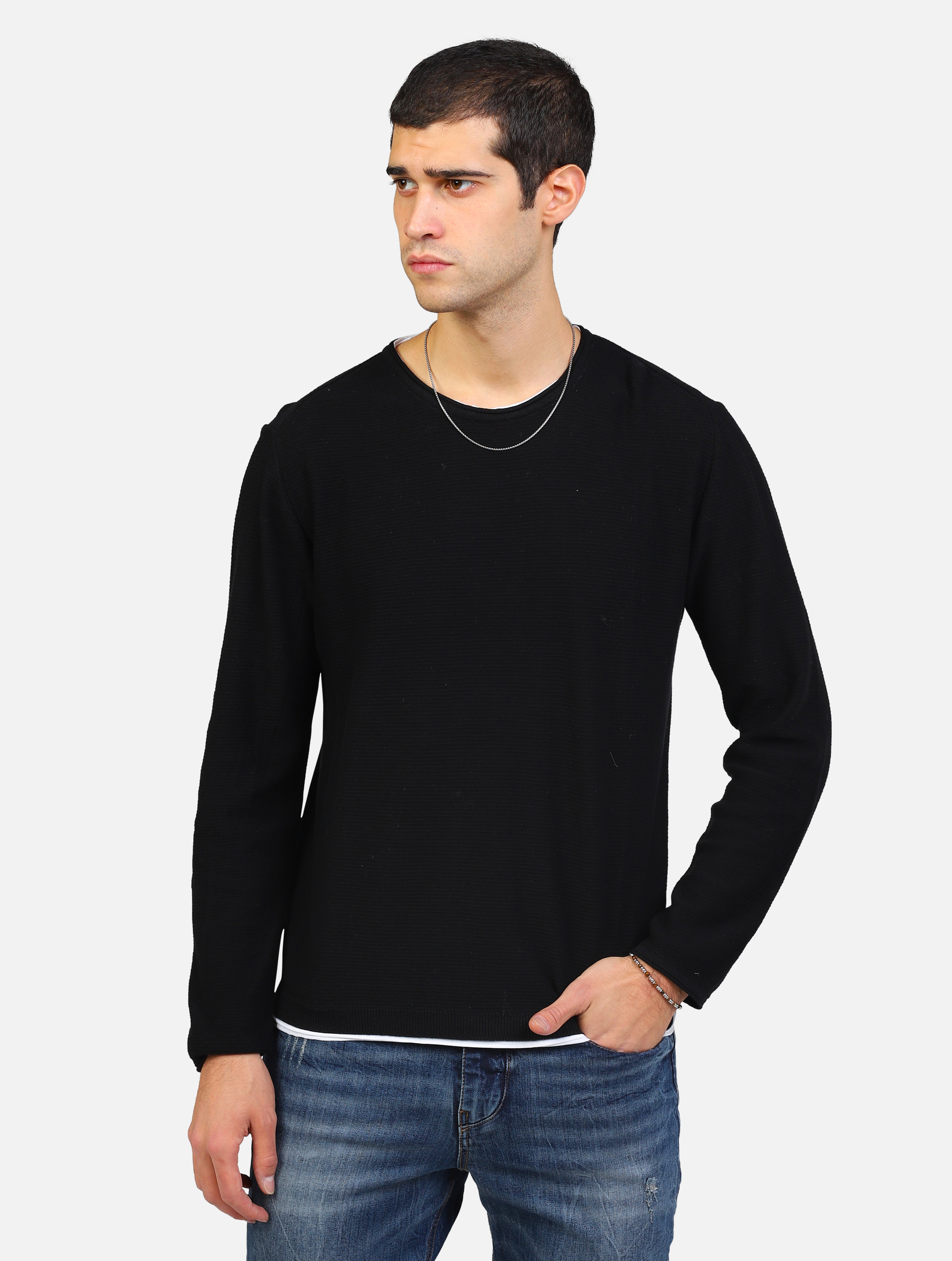 Maglia girocollo nero uomo 