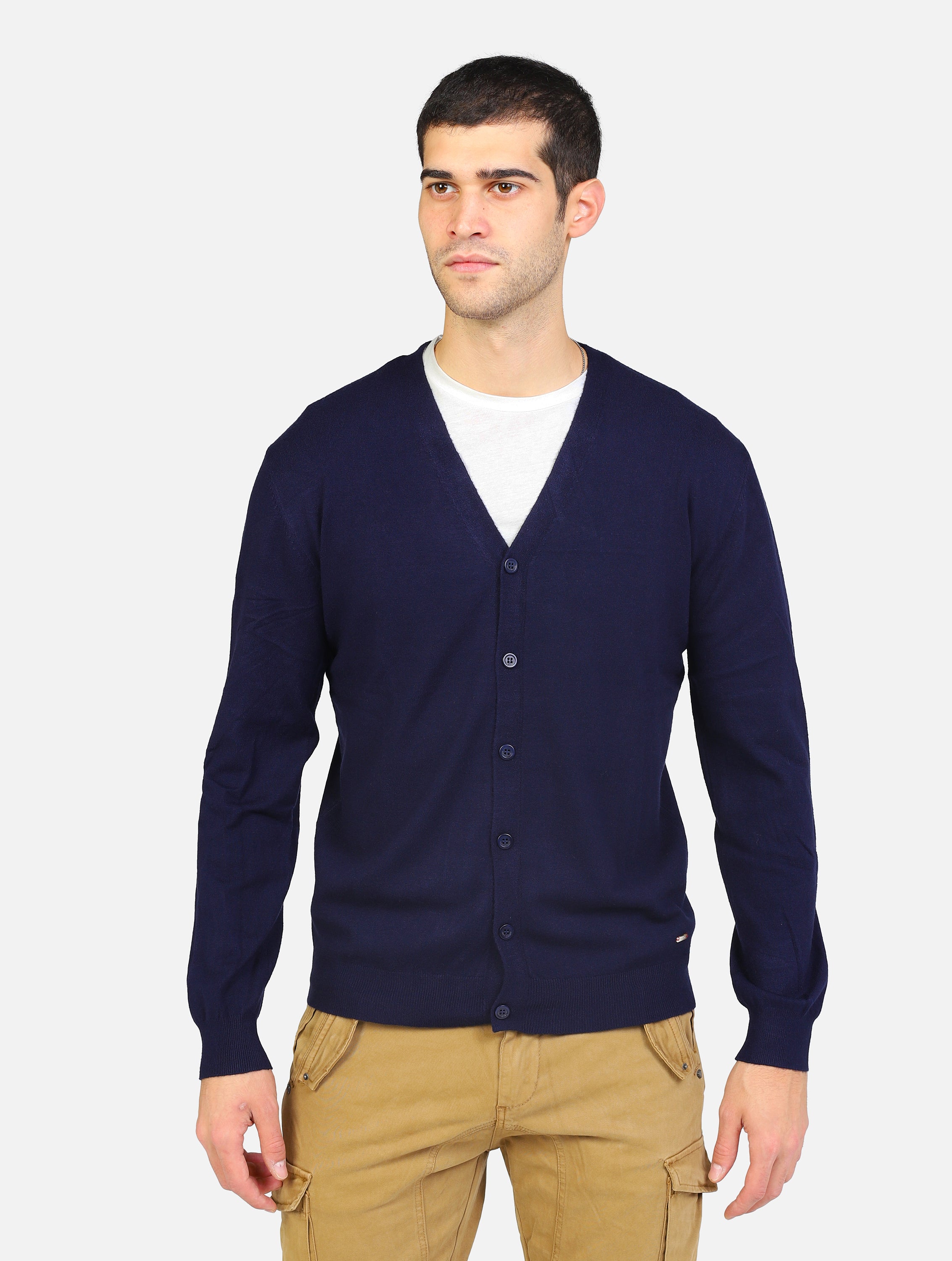 Cardigan classico sei bottoni blu scuro uomo 