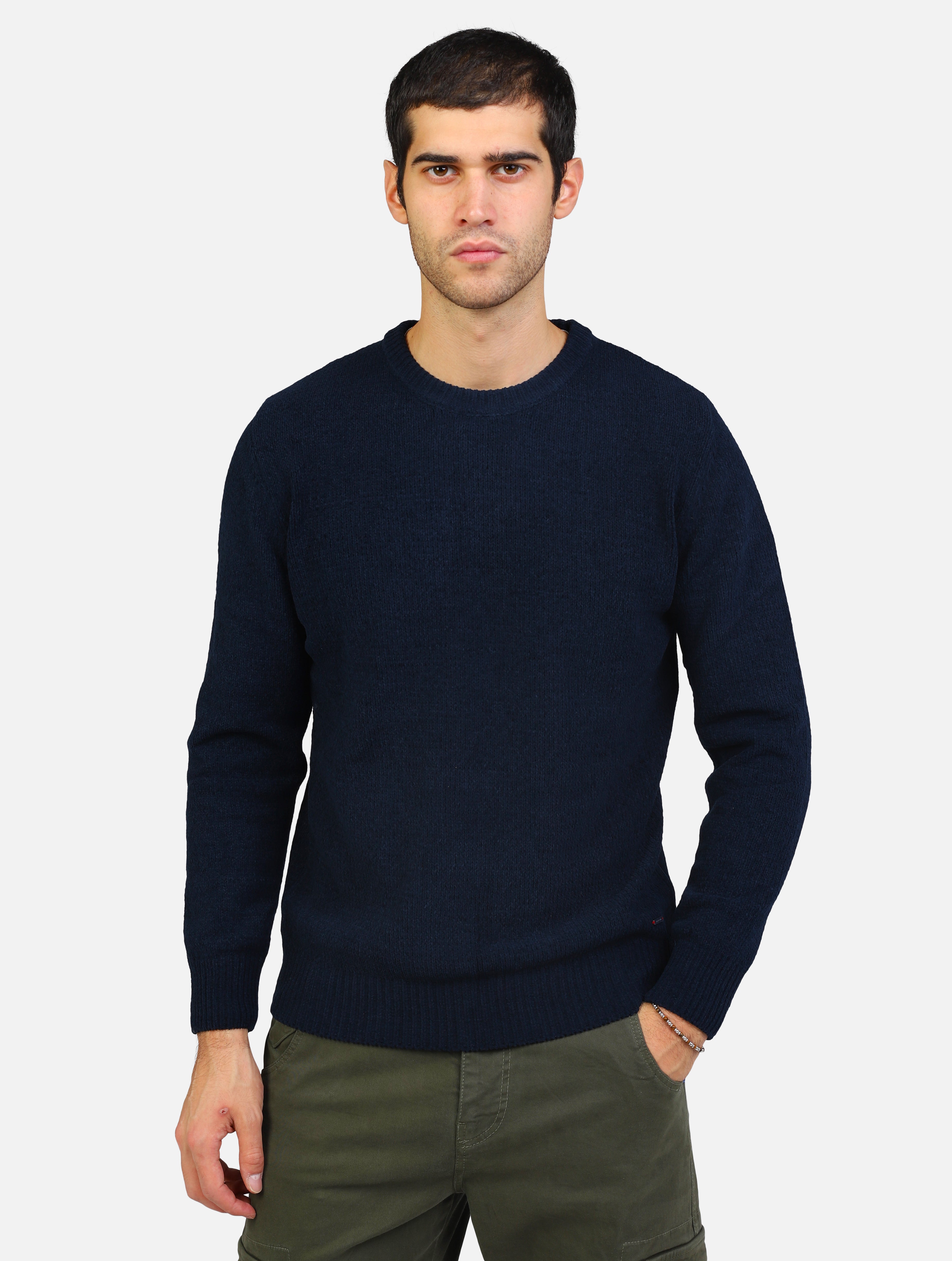 Maglione girocollo blu navy uomo 