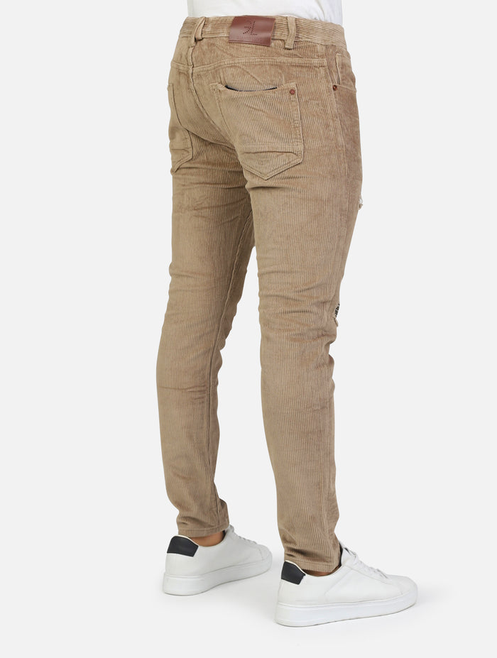 pantalone bruce regular slim fit con chiusura zip e catenina