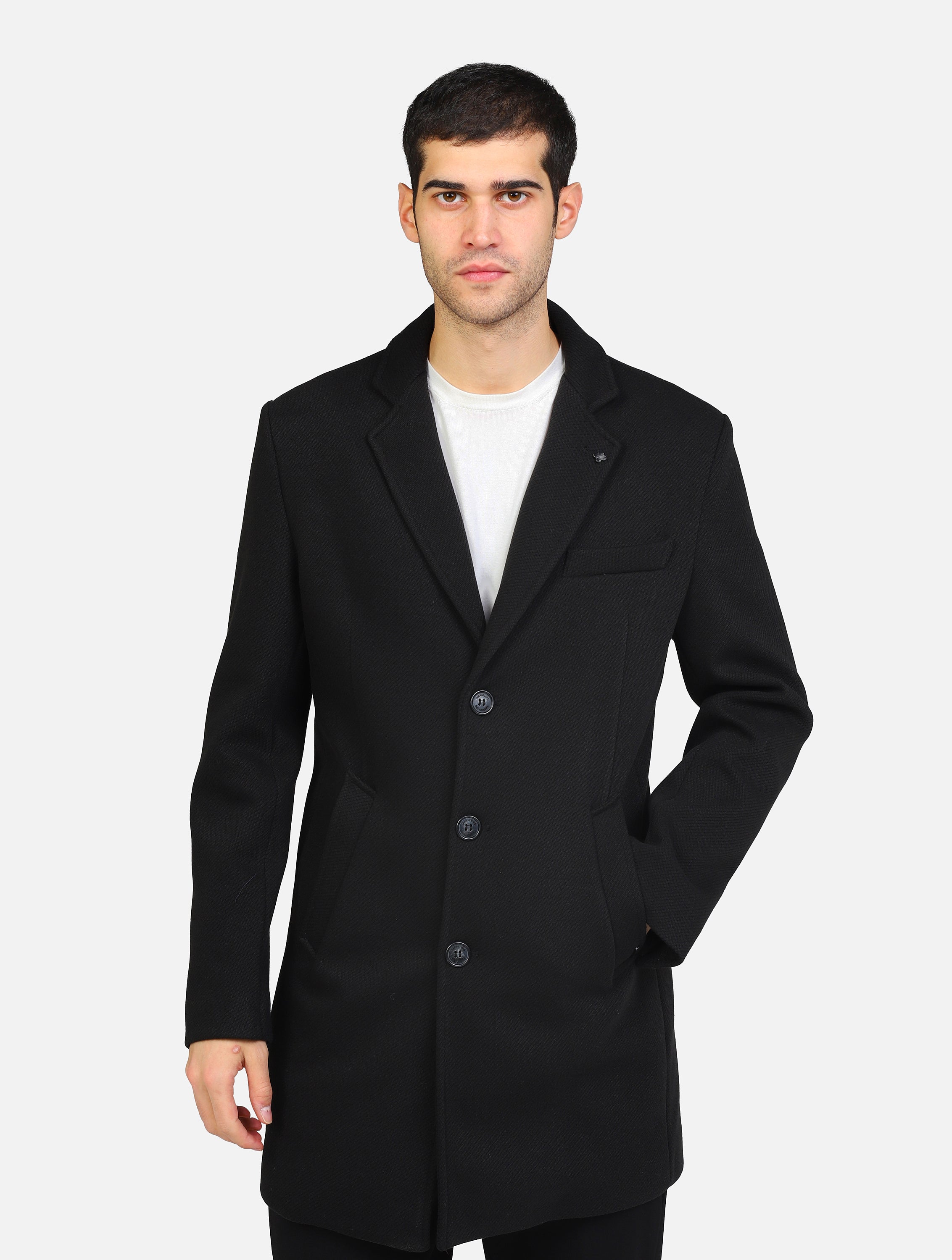 Cappotto monopetto nero uomo 