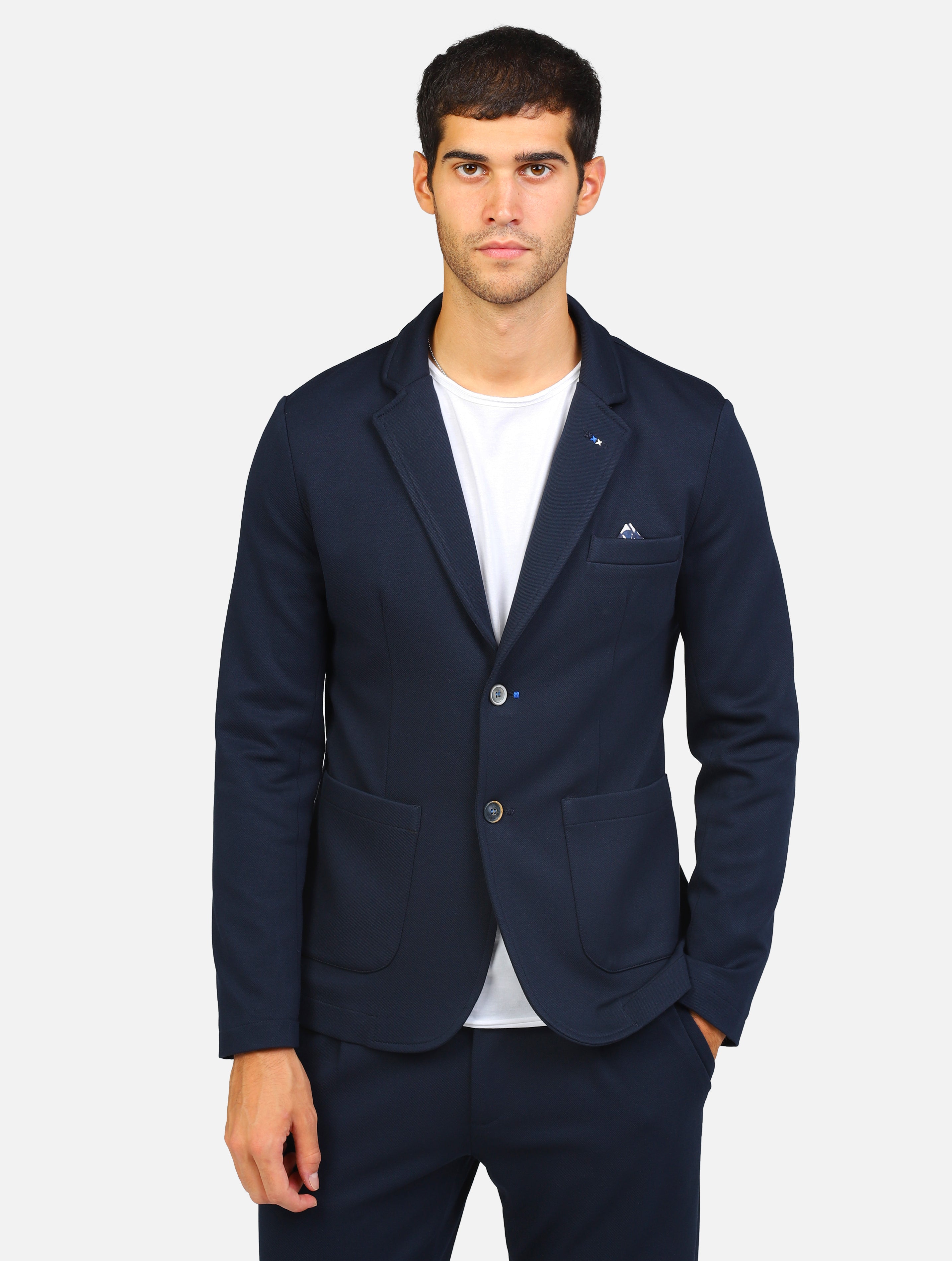 Giacca jersey diagonale blu navy uomo 