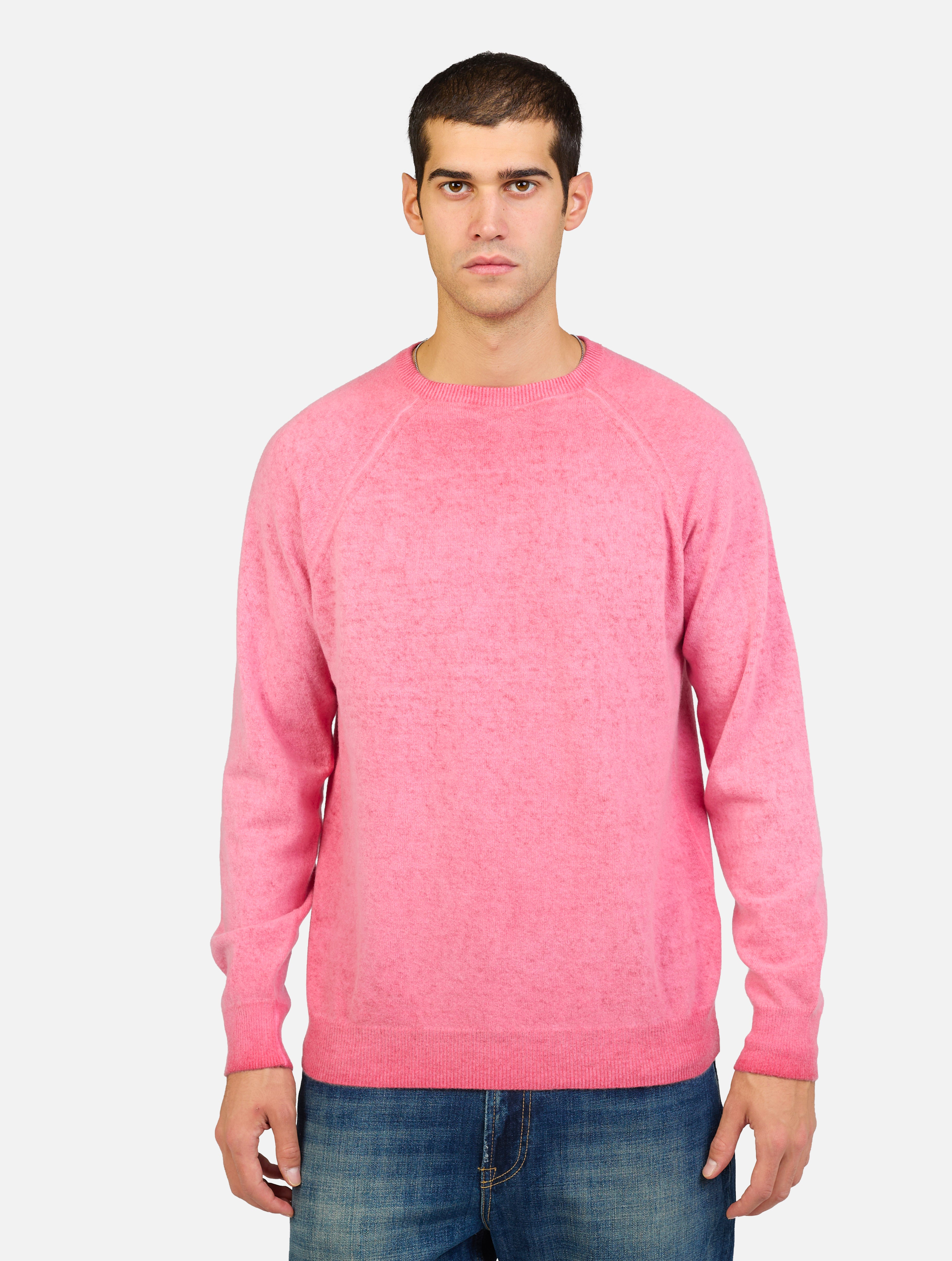 Maglia paricollo in lana rosa uomo 