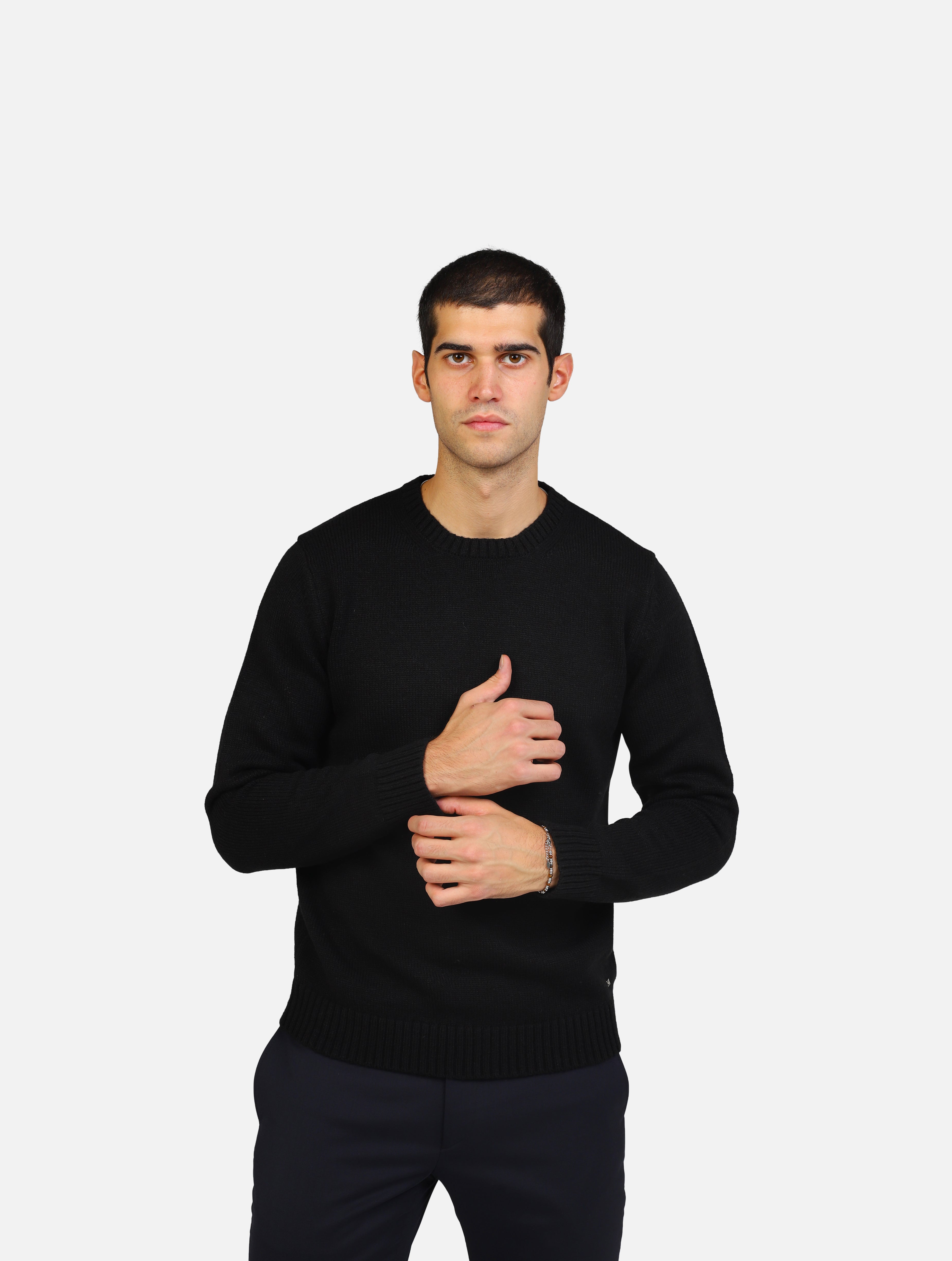 Maglione pesante girocollo nero uomo 