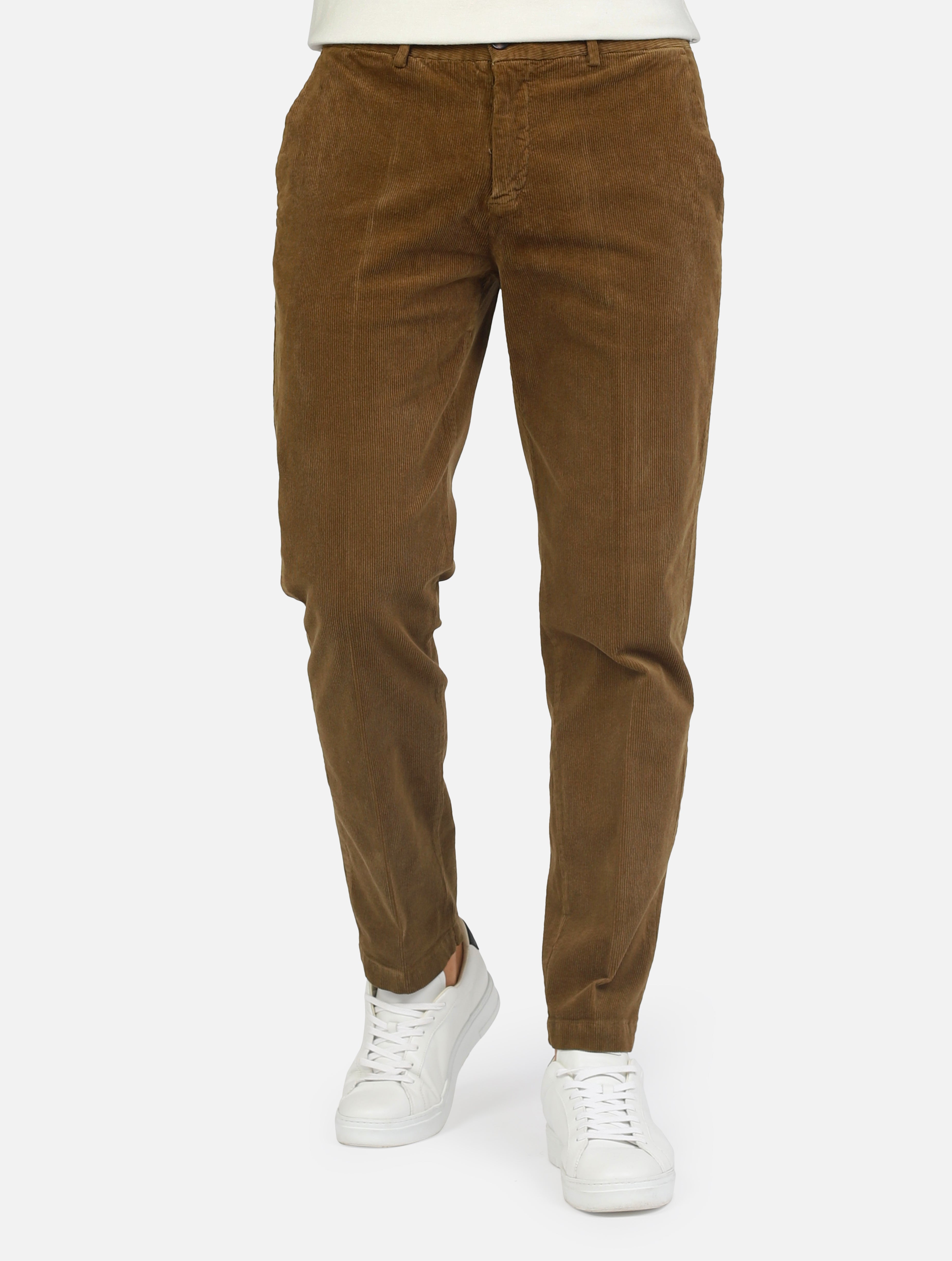 Pantalone classico in velluto regular militare uomo 