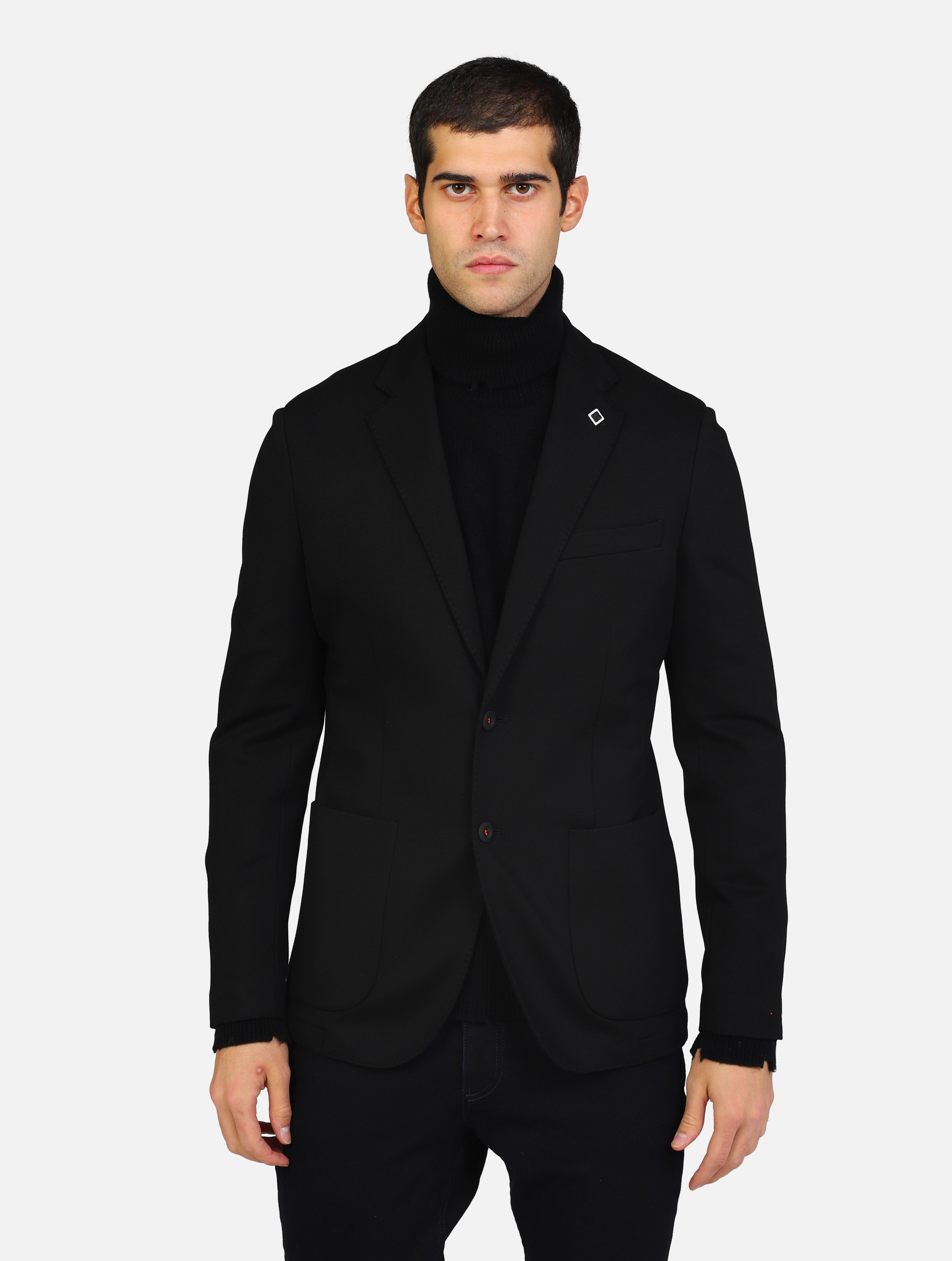 Giacca monopetto blazer punto milano nero uomo 