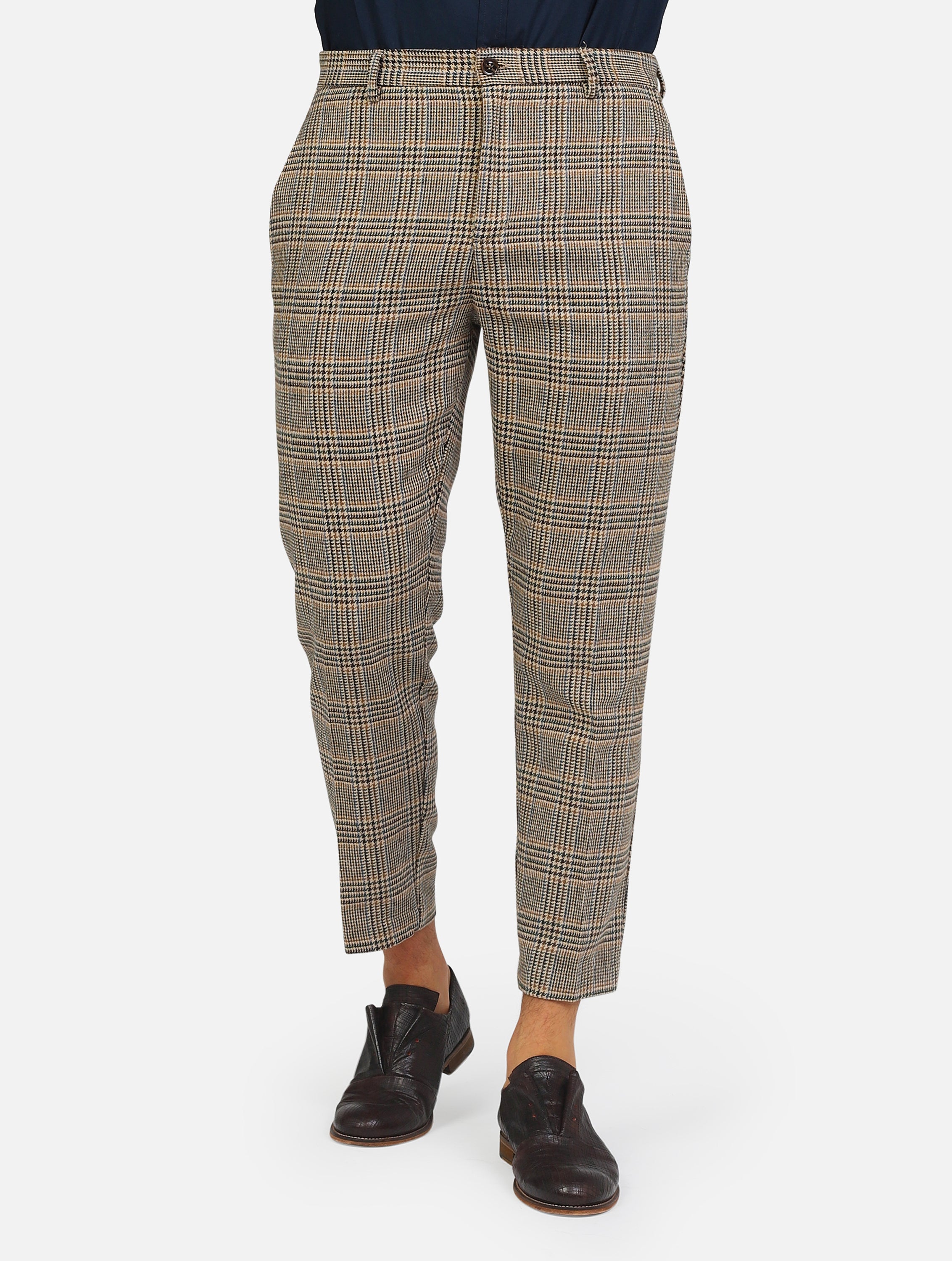 Pantalone tapered fit tasca obliqua nella cucitura beige uomo 