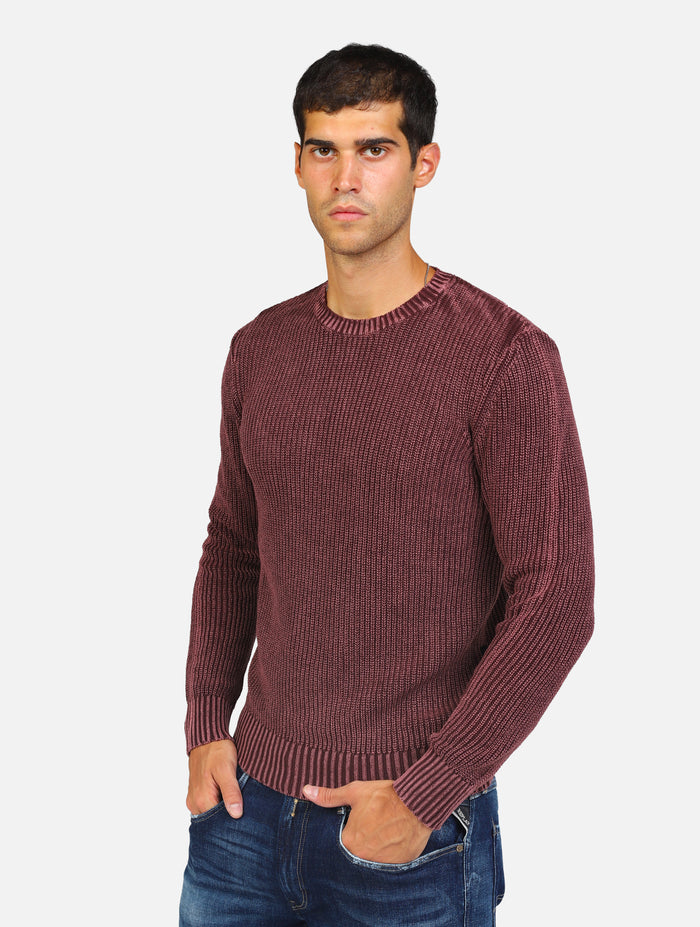 MAGLIONE GIROCOLLO IN COTONE CRINKLE