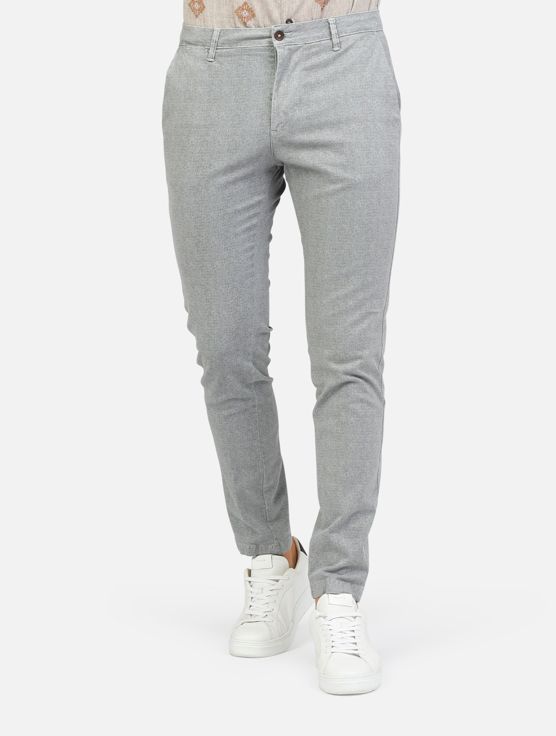 Pantalone chino grigio microstampato uomo 