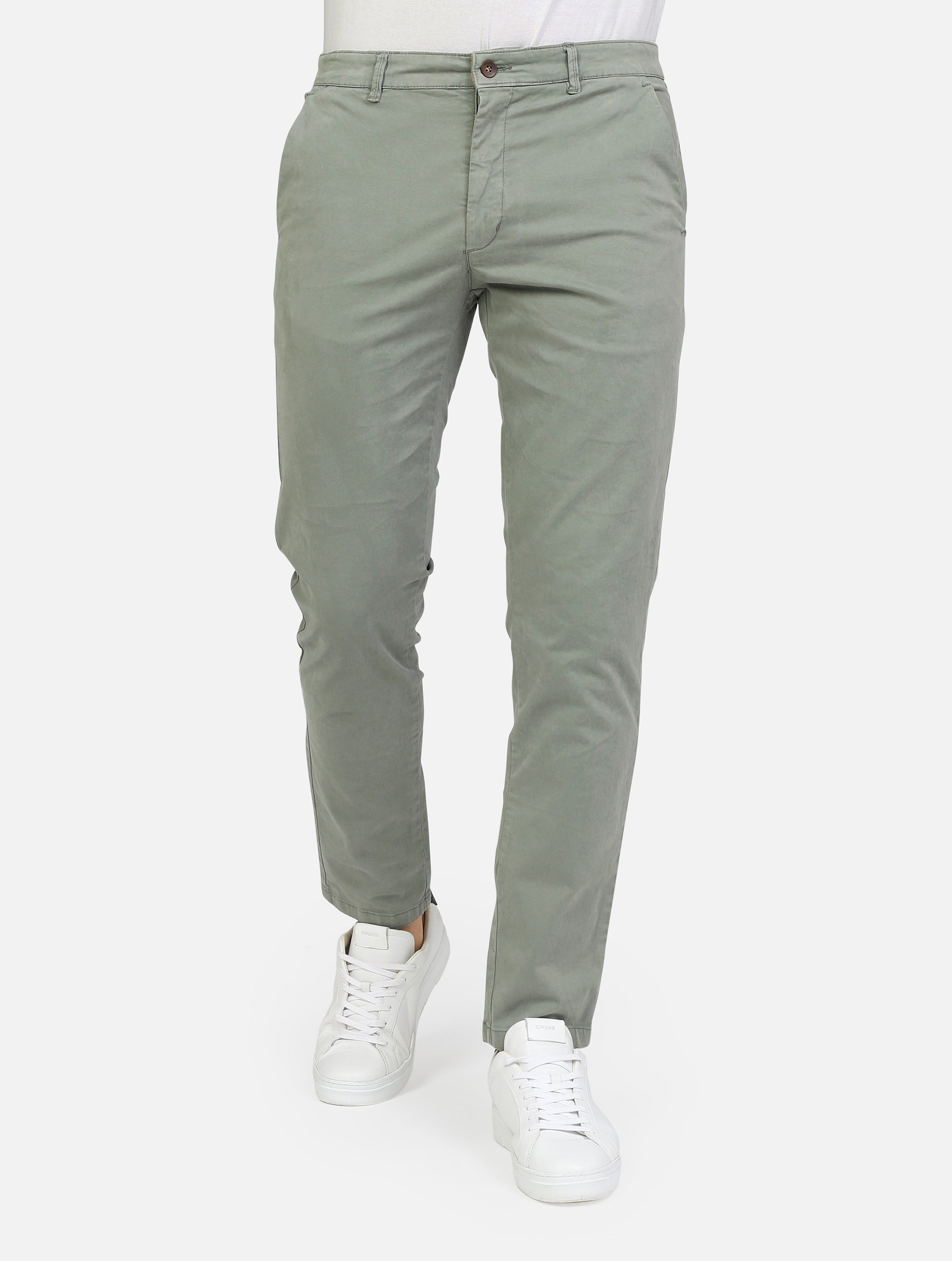 Pantalone chino con tasche a taglio con vestibilità normale salvia uomo 