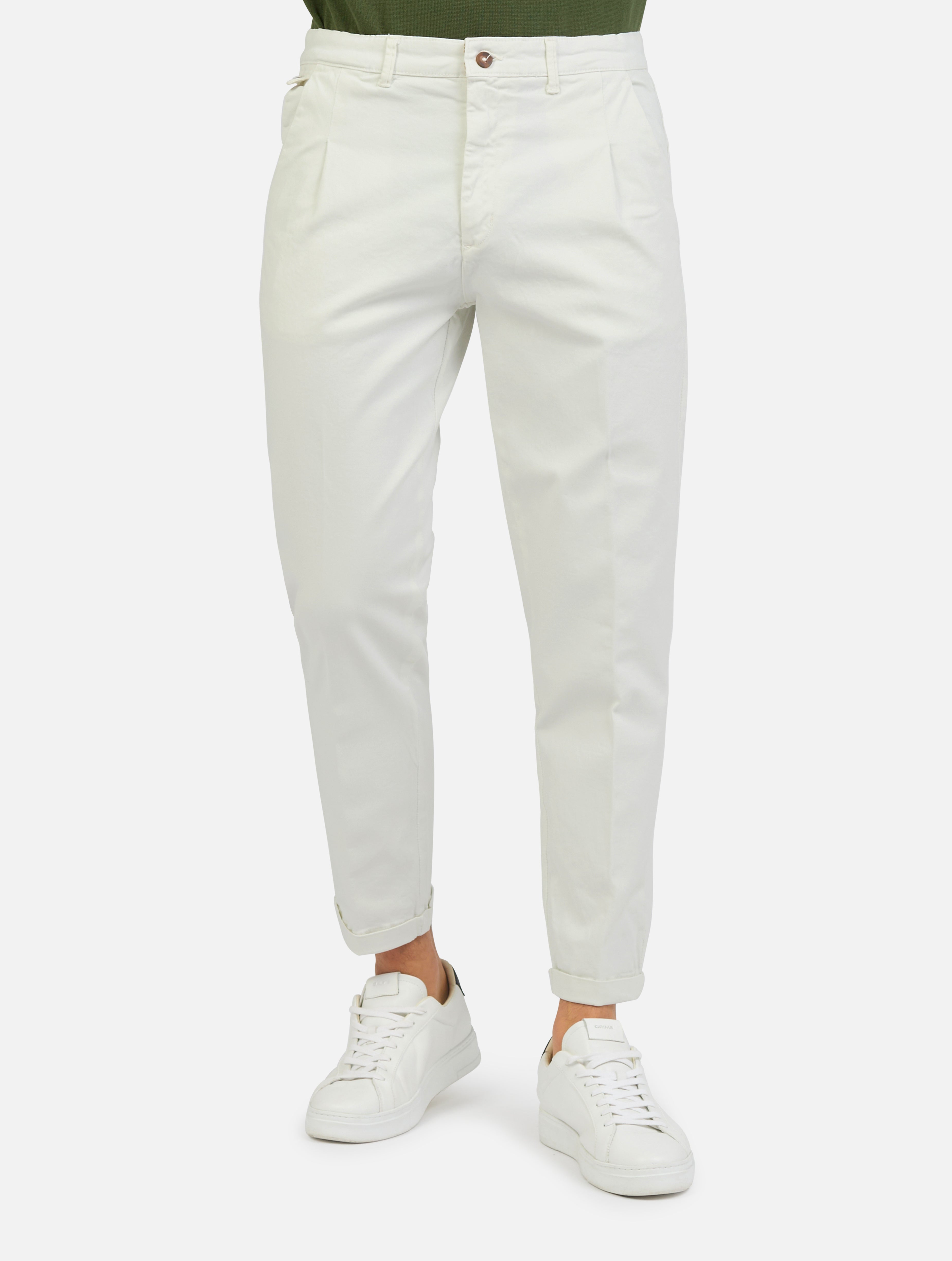 Pantalone classico tasche a taglio panna uomo 