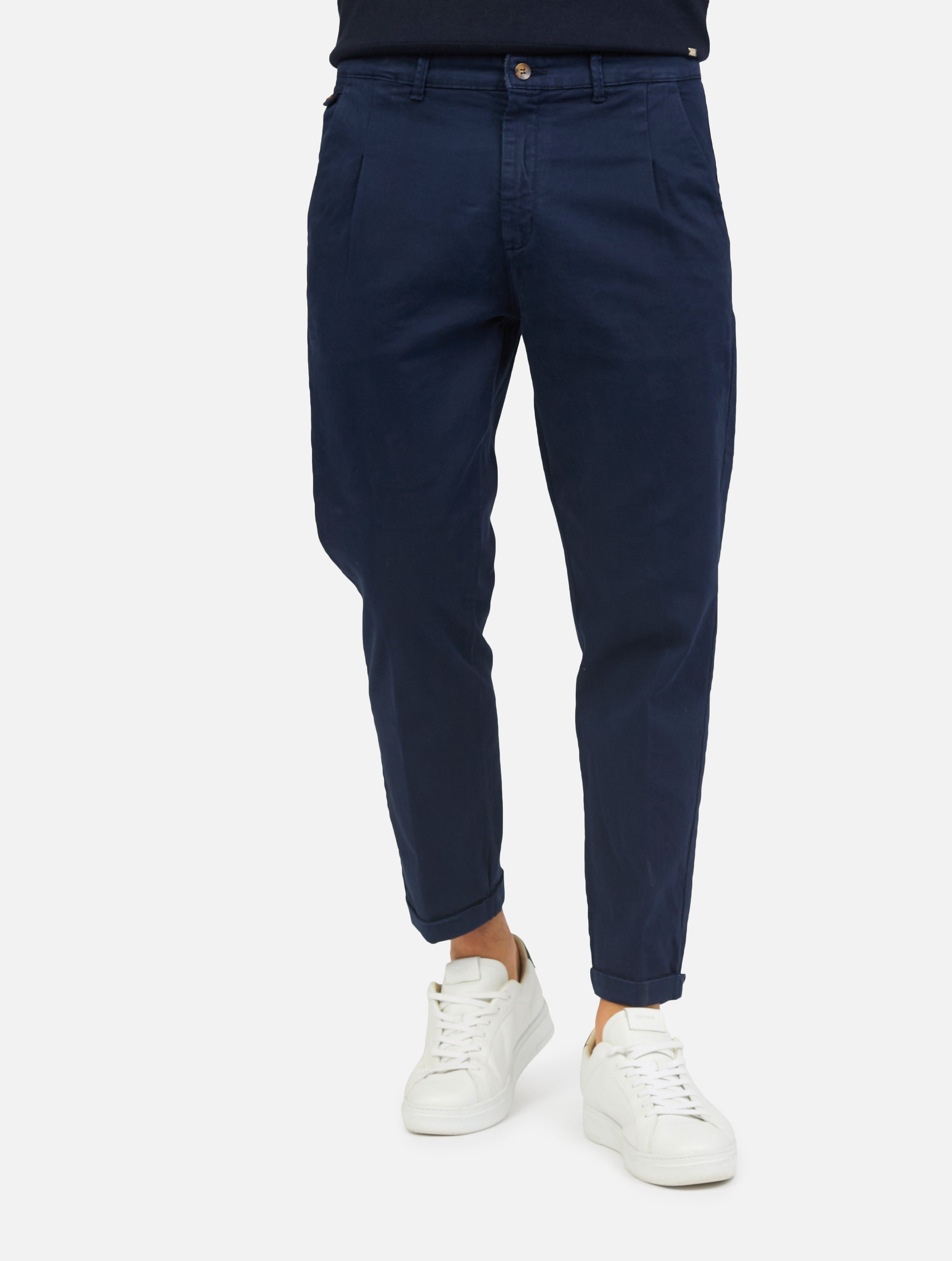 Pantalone classico con le tasche a taglio blu navy uomo 