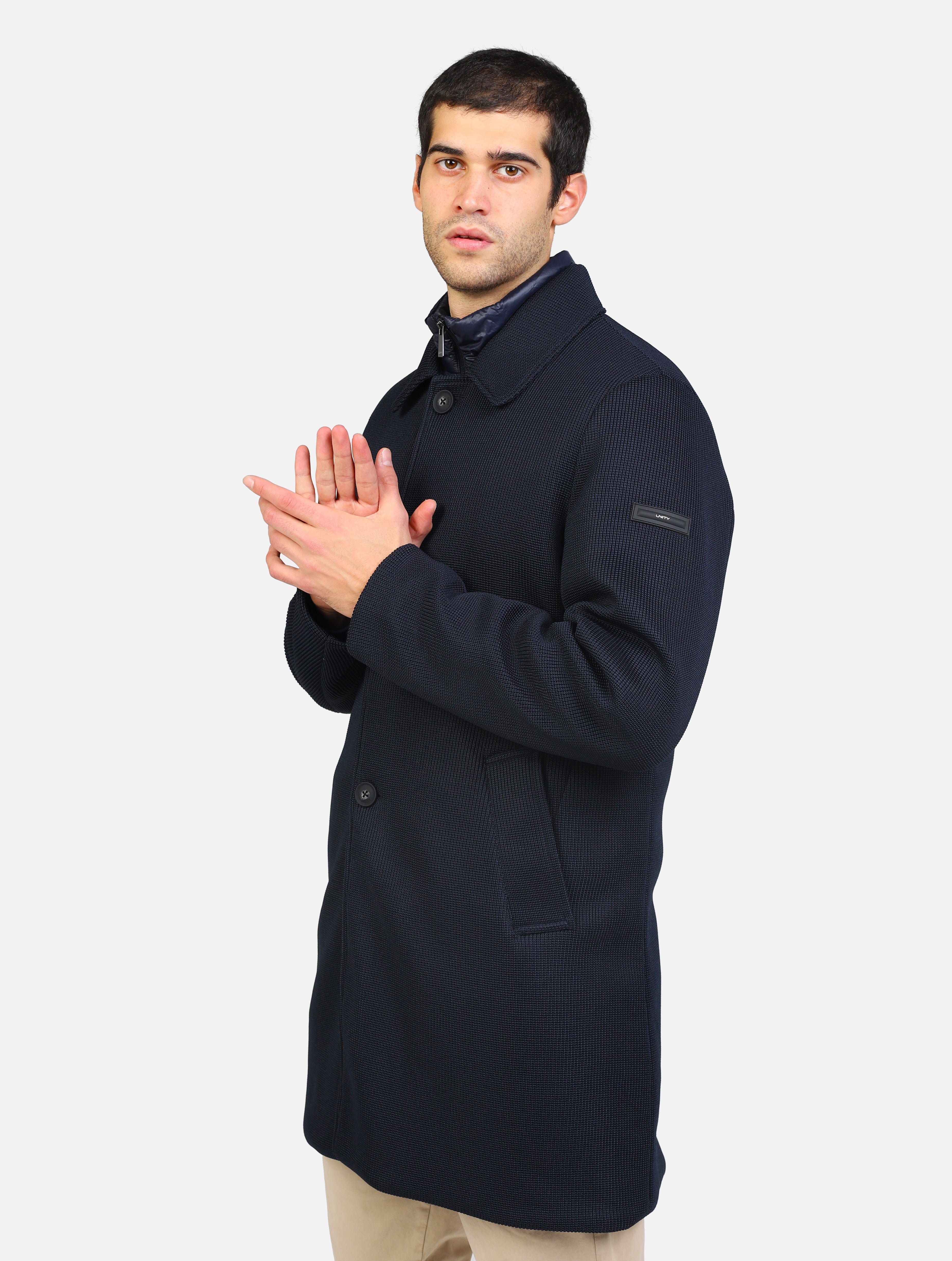 Cappotto con chiusura a bottoni imbottito blu navy uomo 