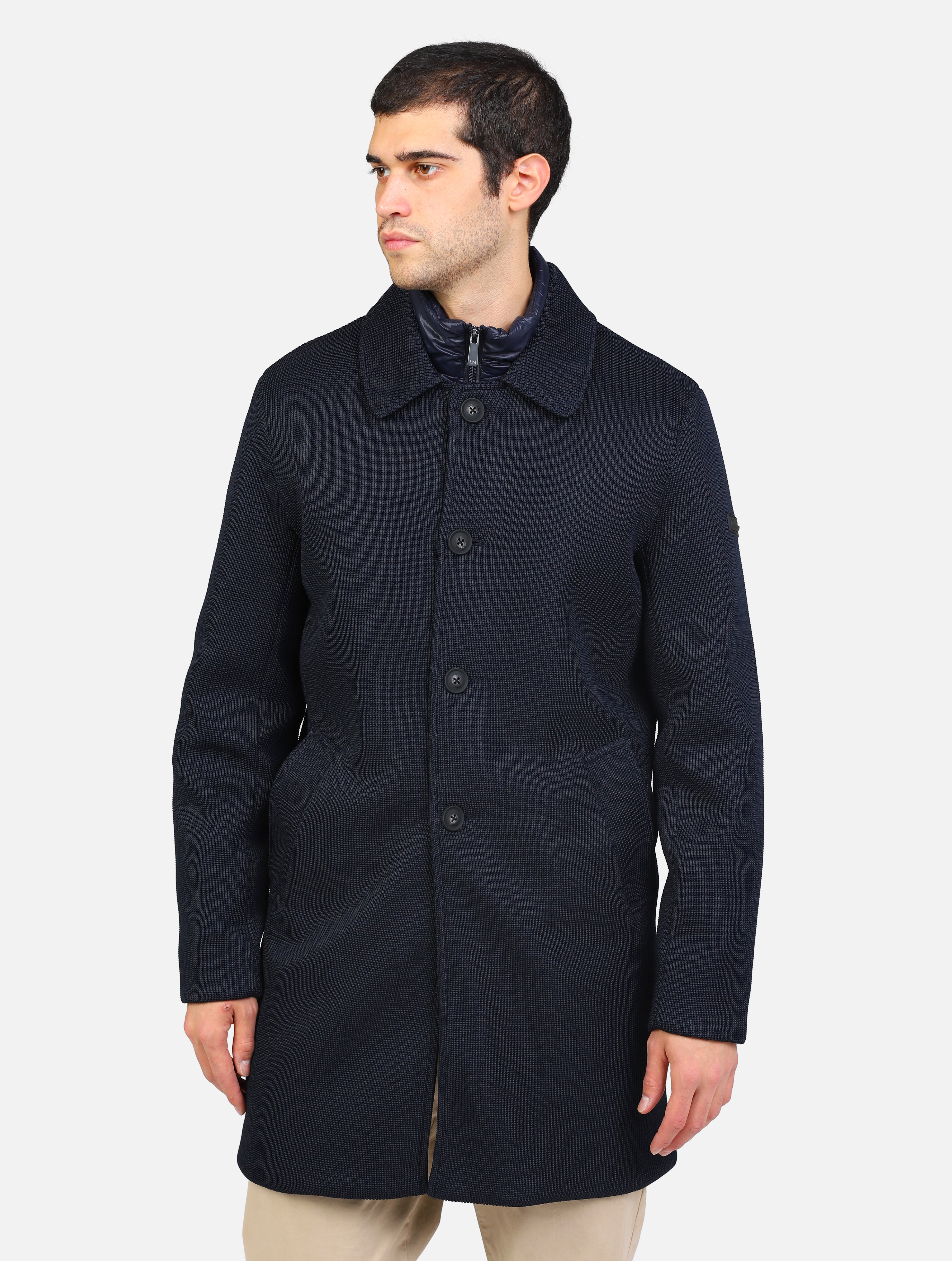 Cappotto con chiusura a bottoni imbottito blu navy uomo 