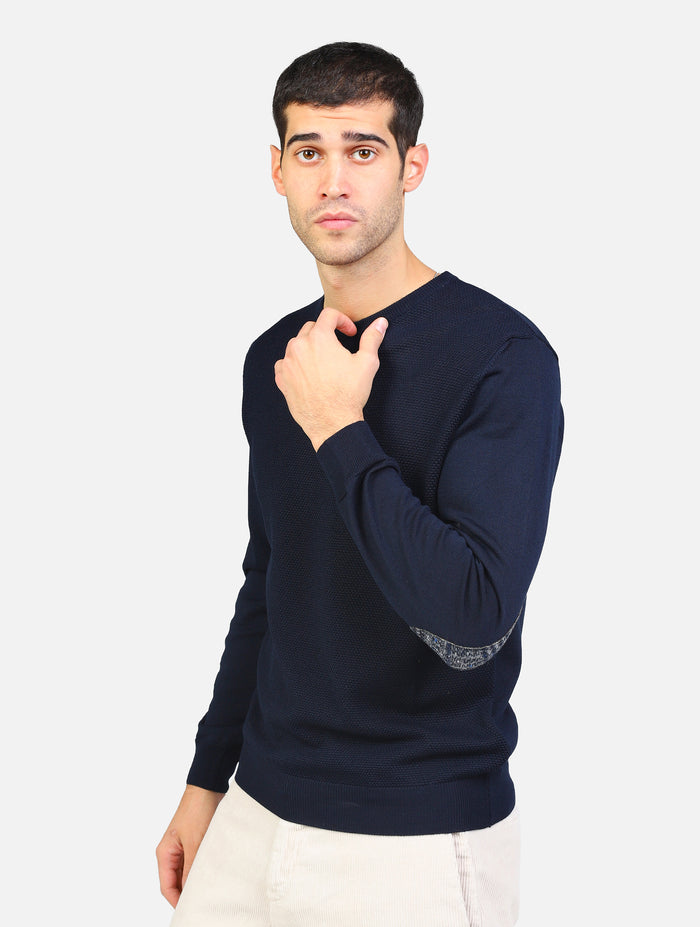 maglione merino punto riso con toppe