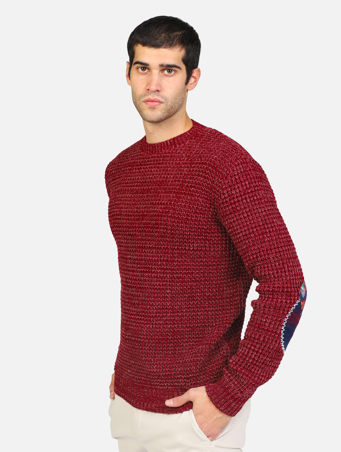 maglione perlato con toppe